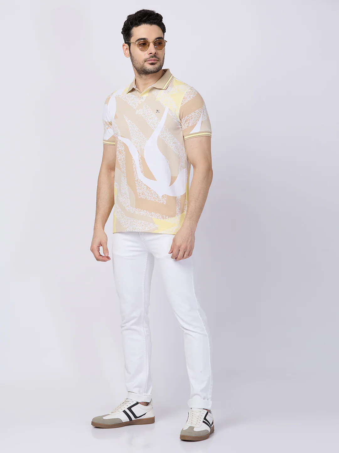 Killer Men Beige Printed Slim Fit T-Shirts - Image 7
