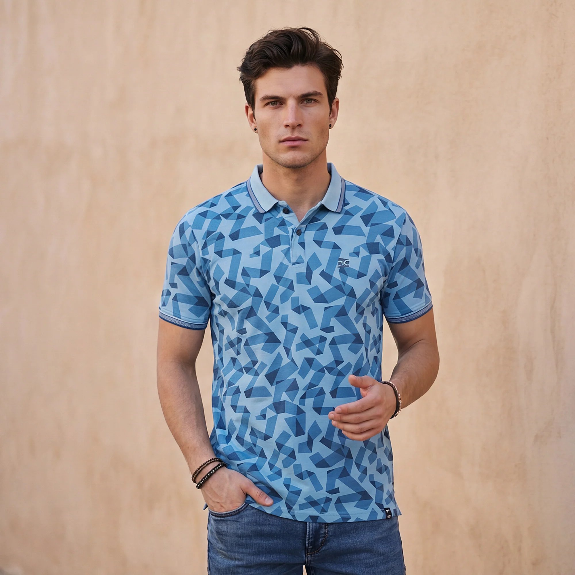 Killer Men Blue Printed Slim Fit T-Shirts - Image 2
