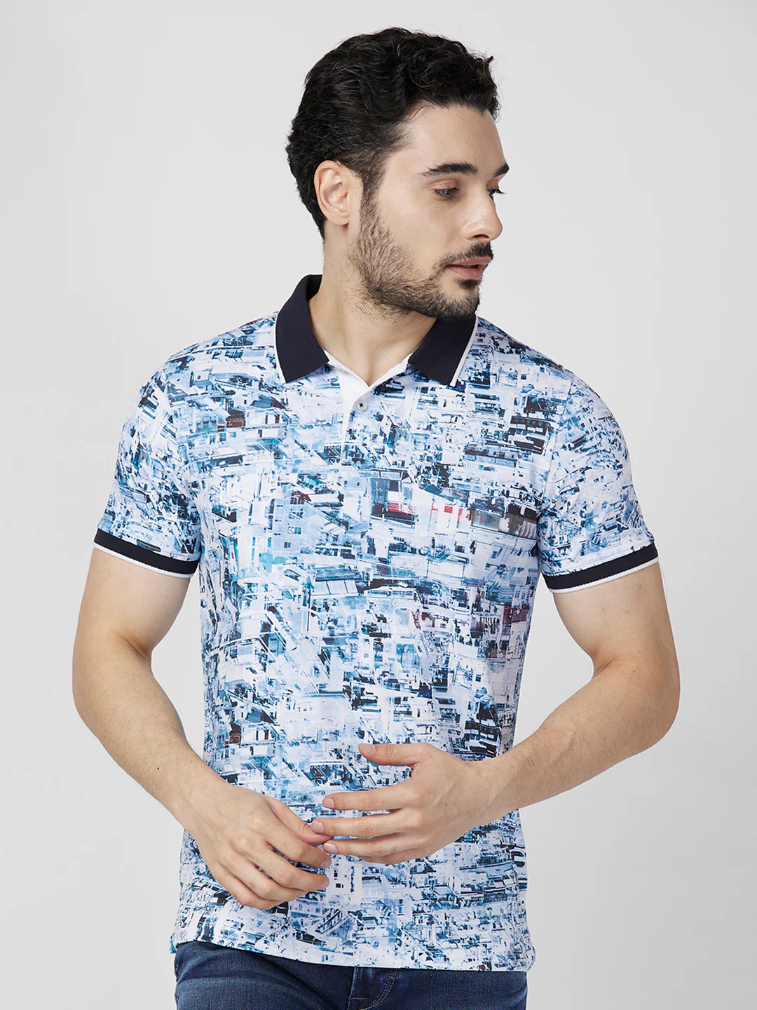 Killer Men Blue Printed Slim Fit T-Shirts - Image 3