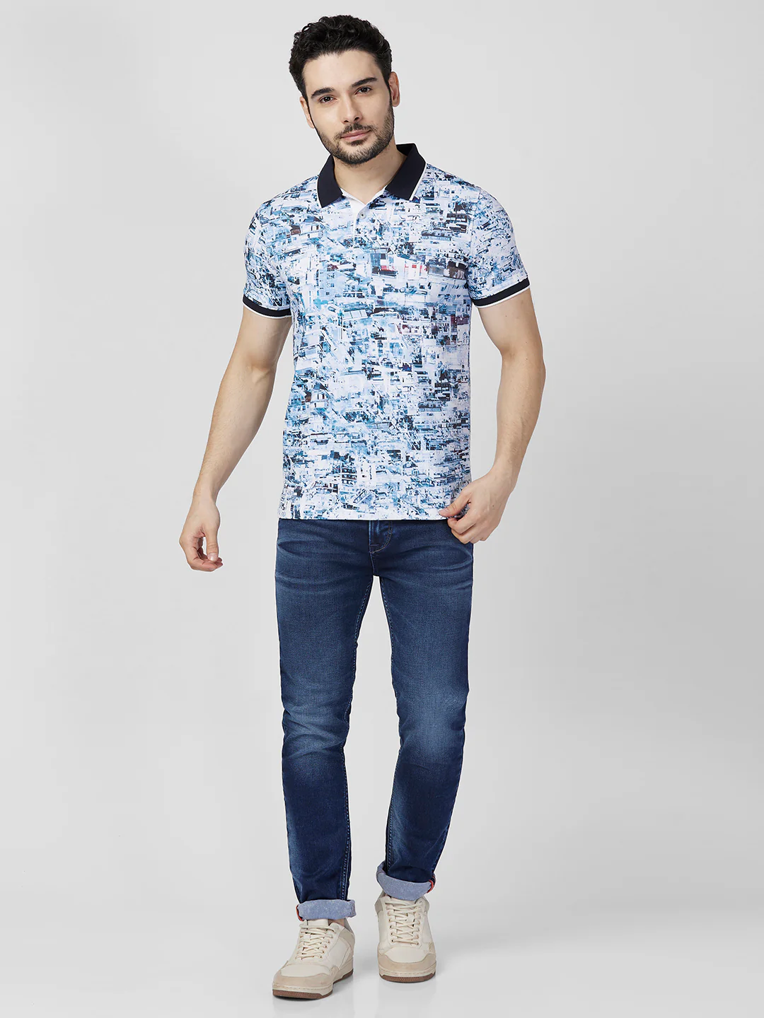 Killer Men Blue Printed Slim Fit T-Shirts - Image 4