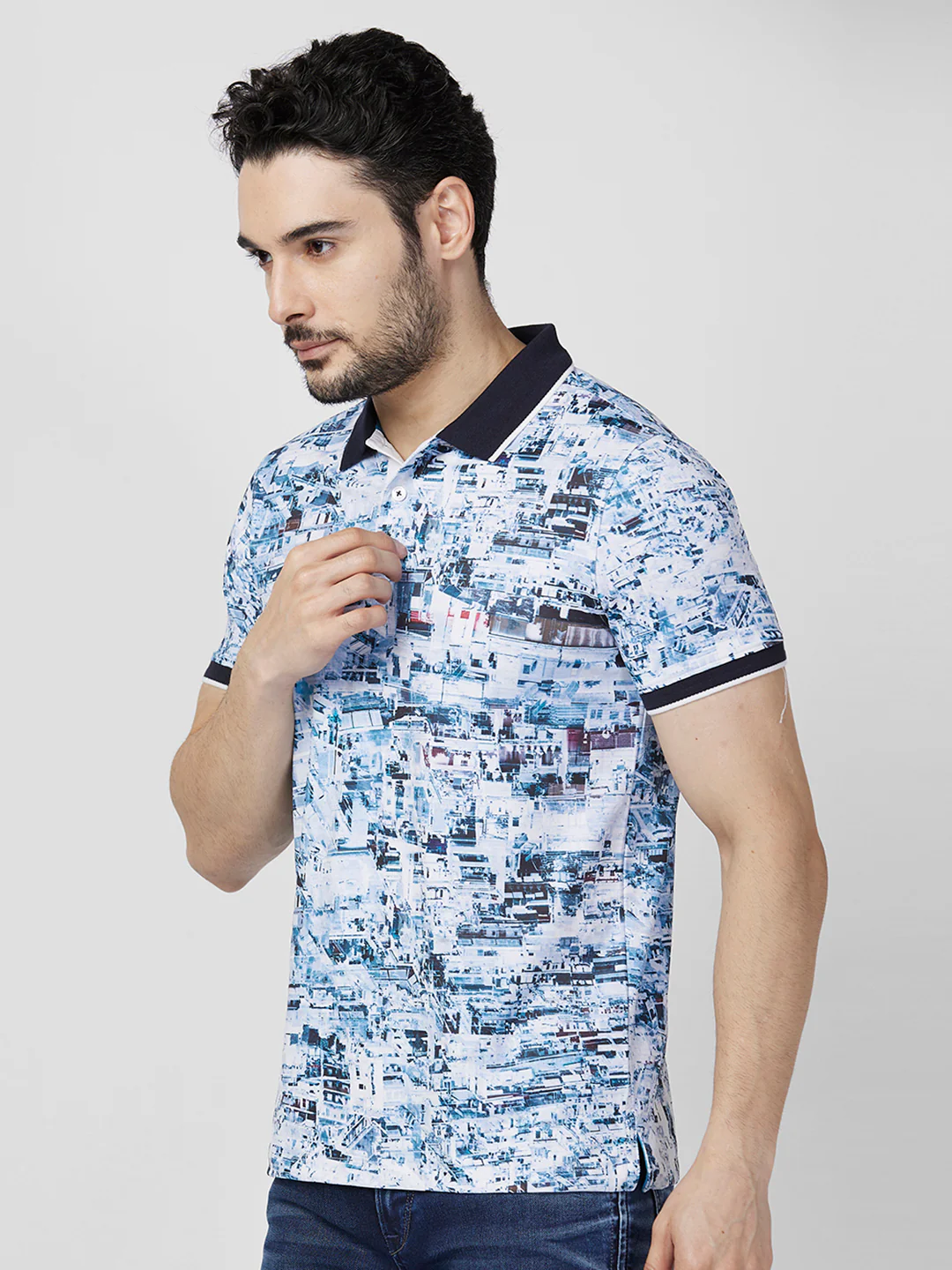 Killer Men Blue Printed Slim Fit T-Shirts - Image 6