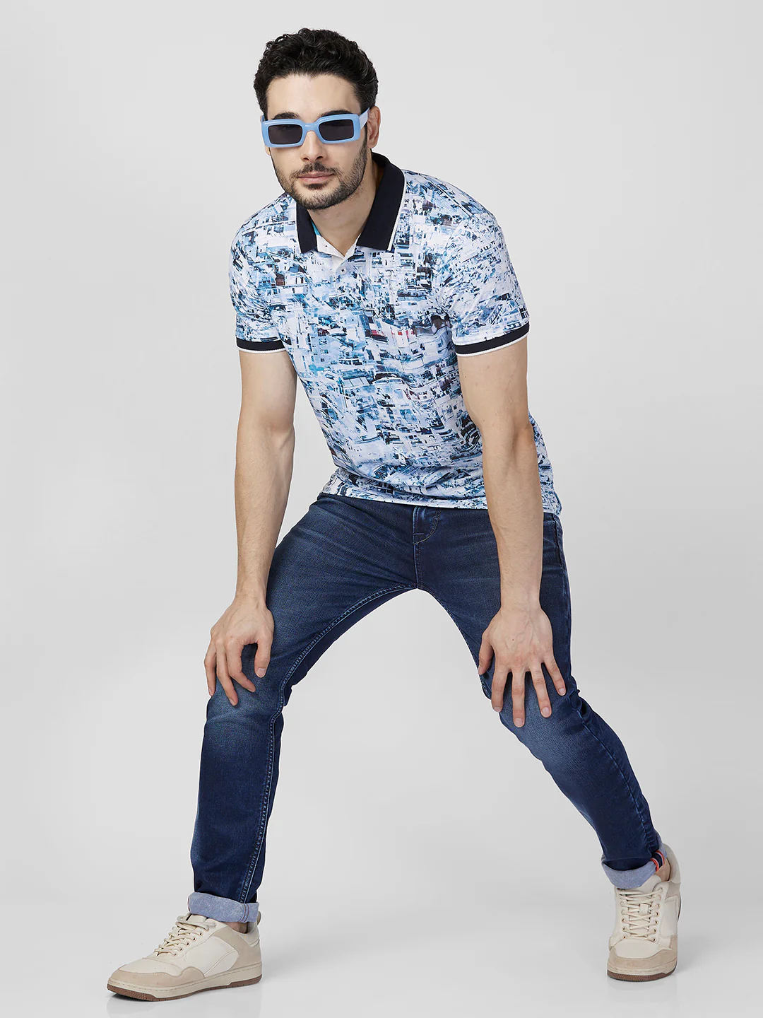 Killer Men Blue Printed Slim Fit T-Shirts - Image 8