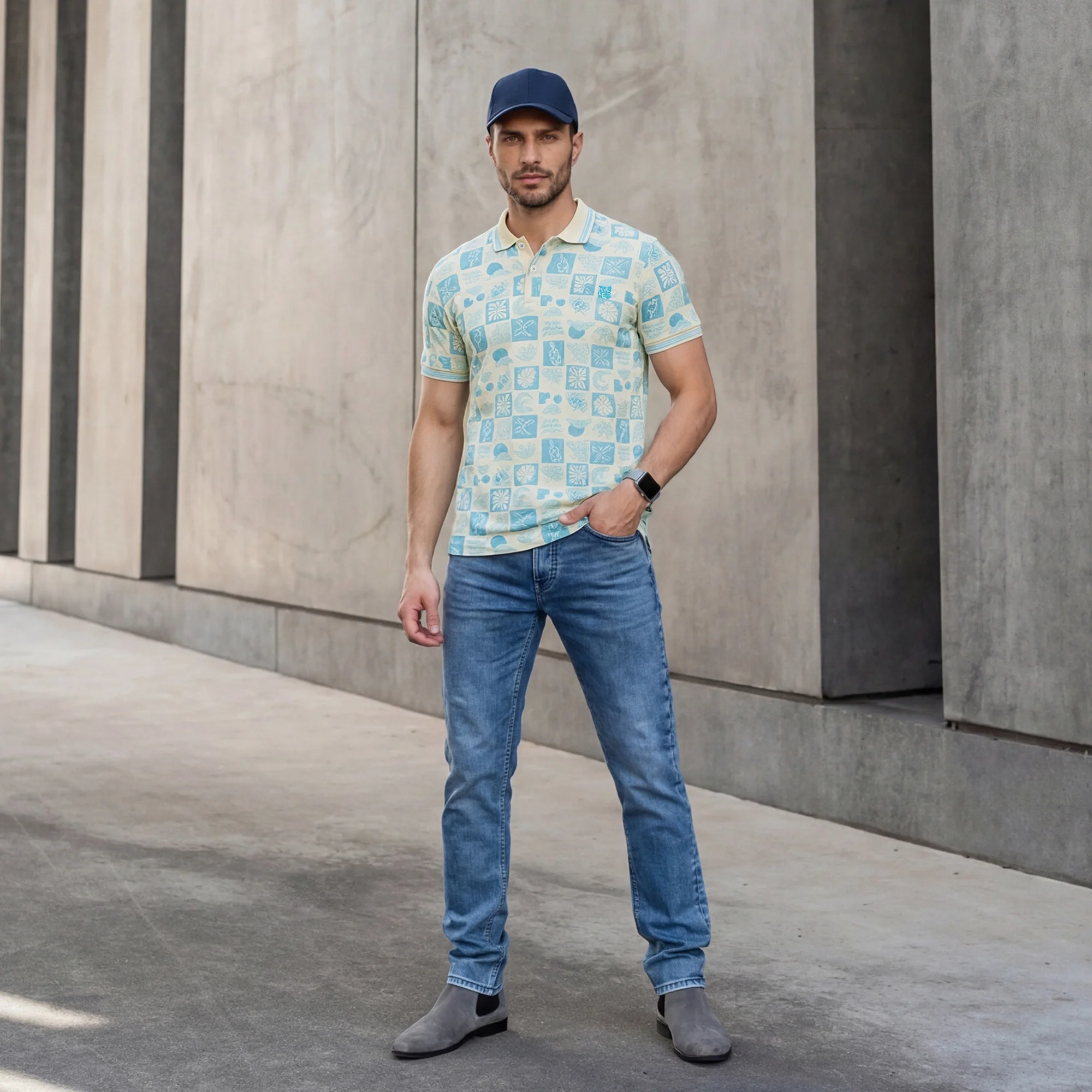 Killer Men Blue Printed Slim Fit T-Shirts