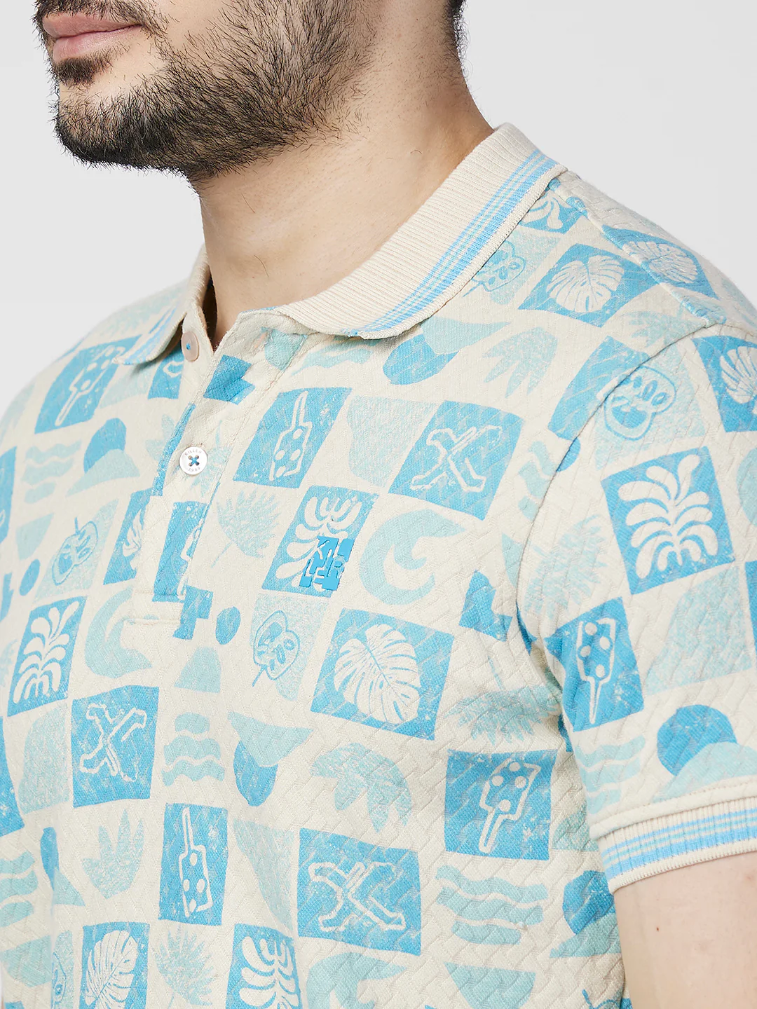 Killer Men Blue Printed Slim Fit T-Shirts - Image 7