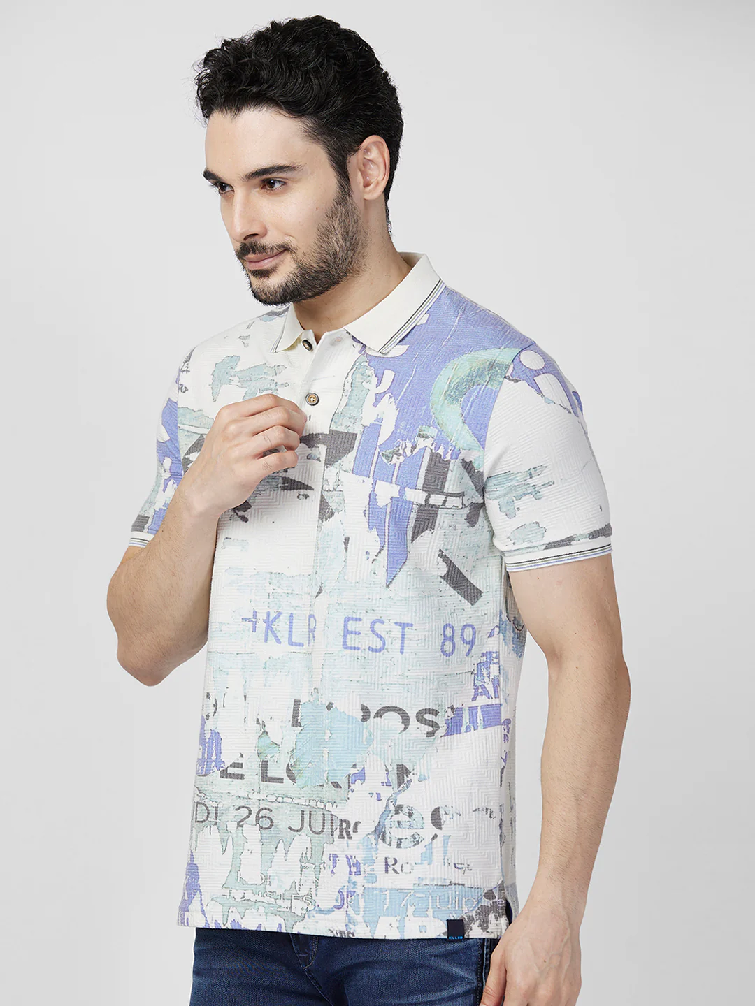 Killer Men Blue Printed Slim Fit T-Shirts - Image 6
