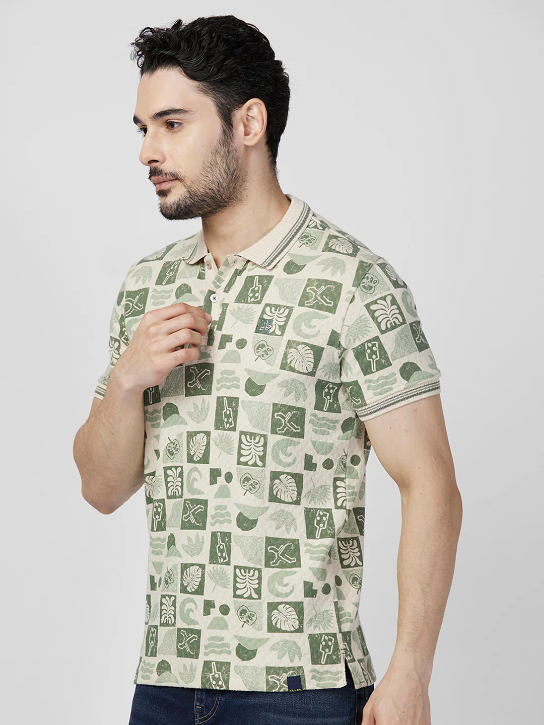 Killer Men Green Printed Slim Fit T-Shirts - Image 6