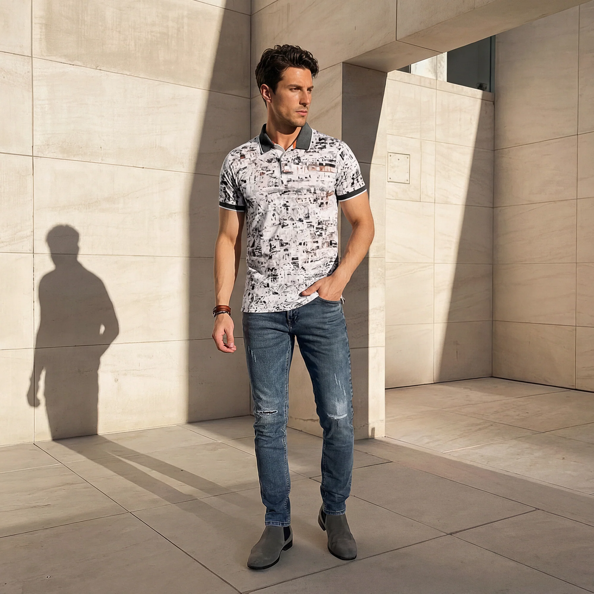 Killer Men Grey Printed Slim Fit T-Shirts