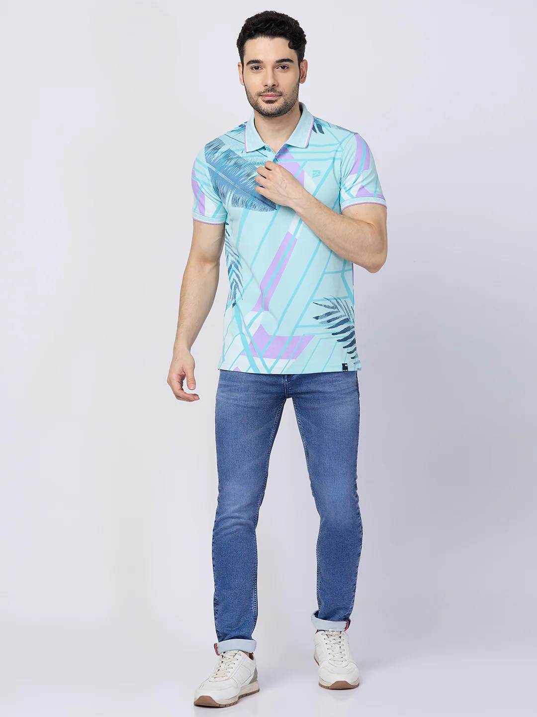 Killer Men Light Blue Printed Slim Fit T-Shirts - Image 4