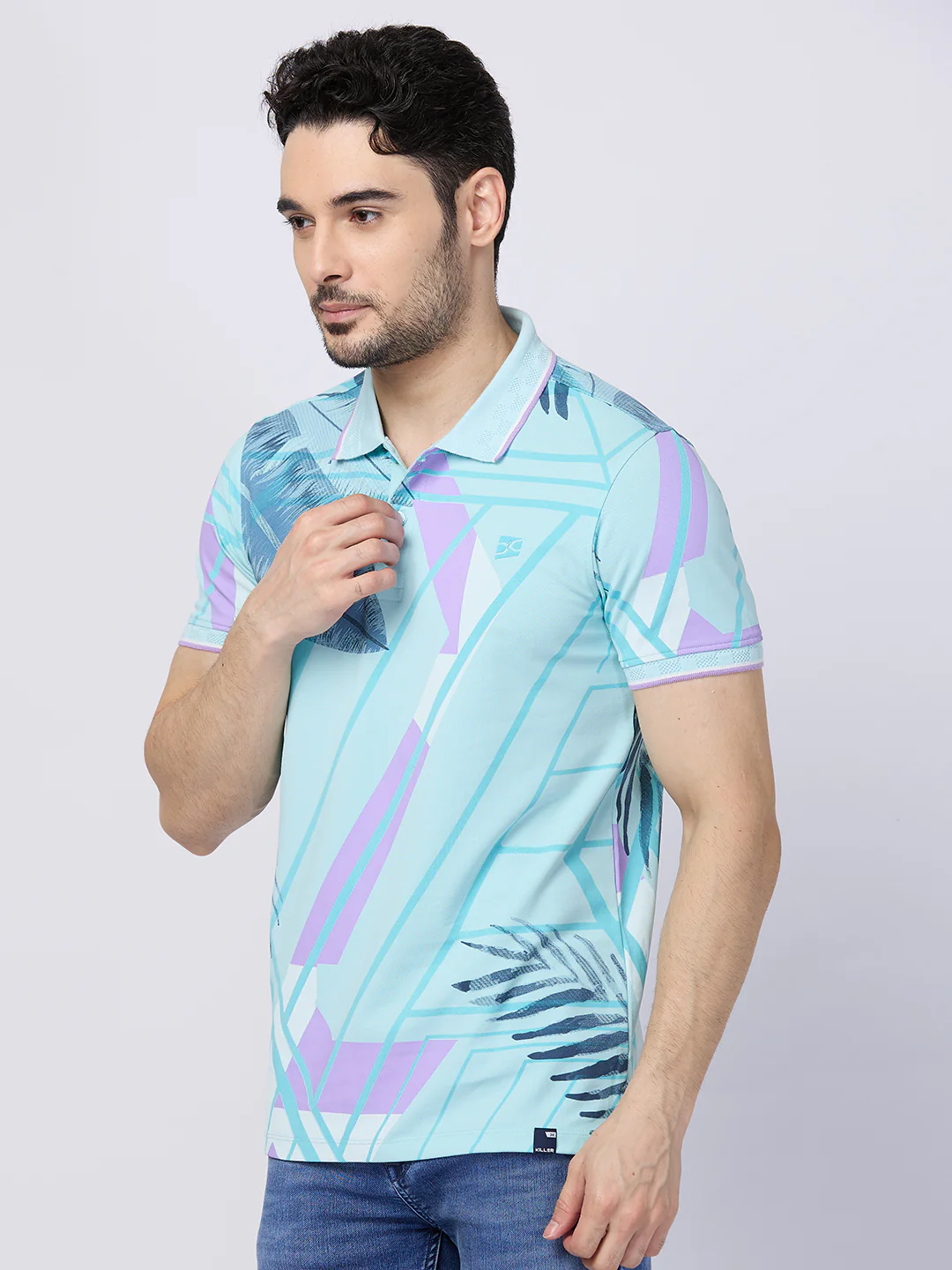 Killer Men Light Blue Printed Slim Fit T-Shirts - Image 6