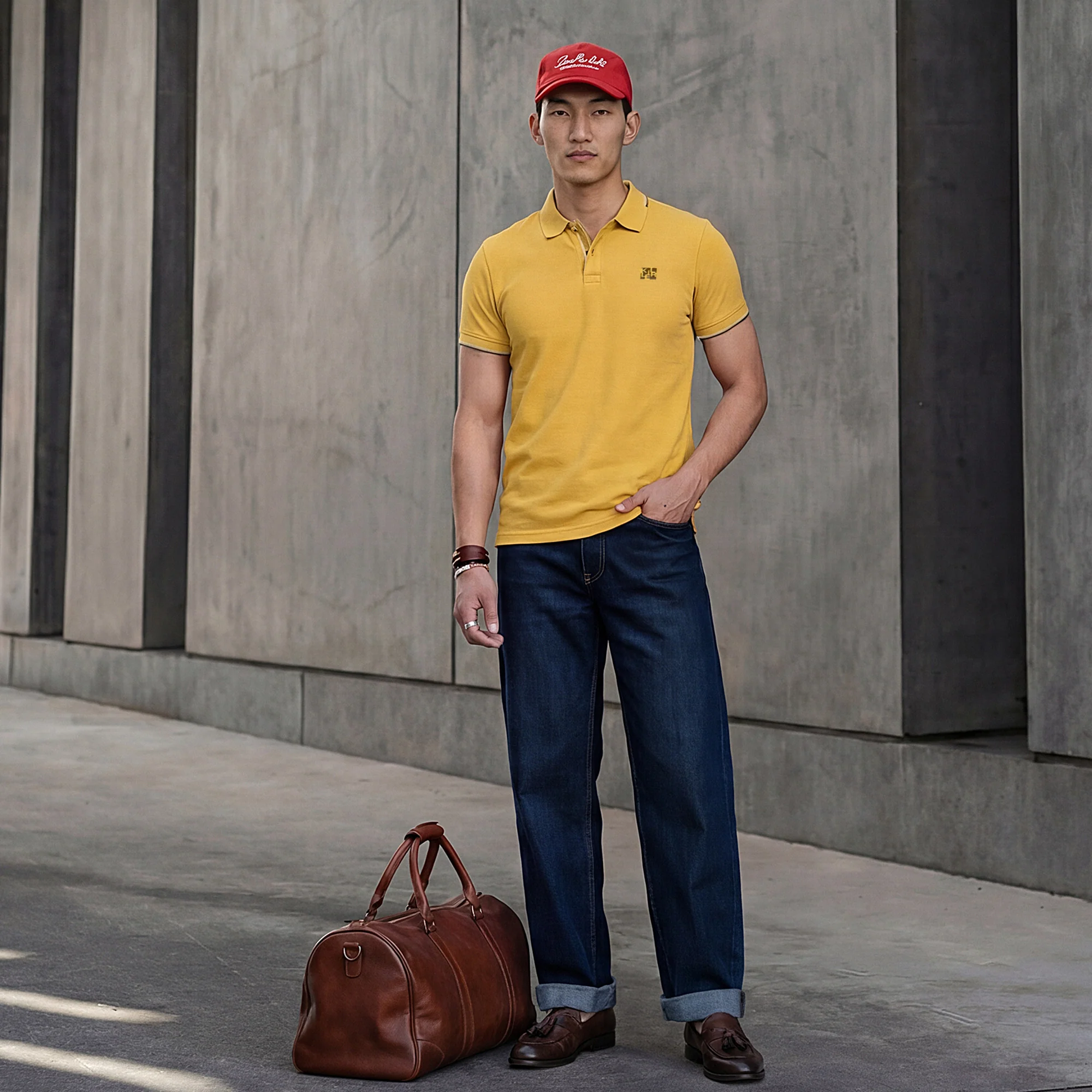 Killer Men Mustard Solid Slim Fit T-Shirt