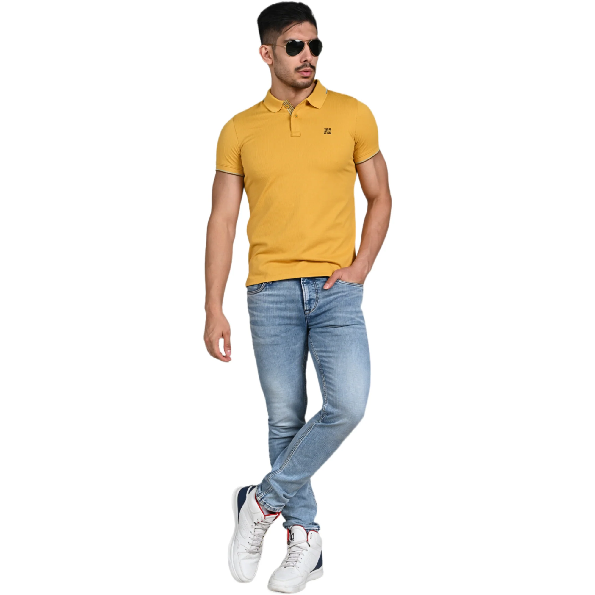 Killer Men Mustard Solid Slim Fit T-Shirt - Image 3