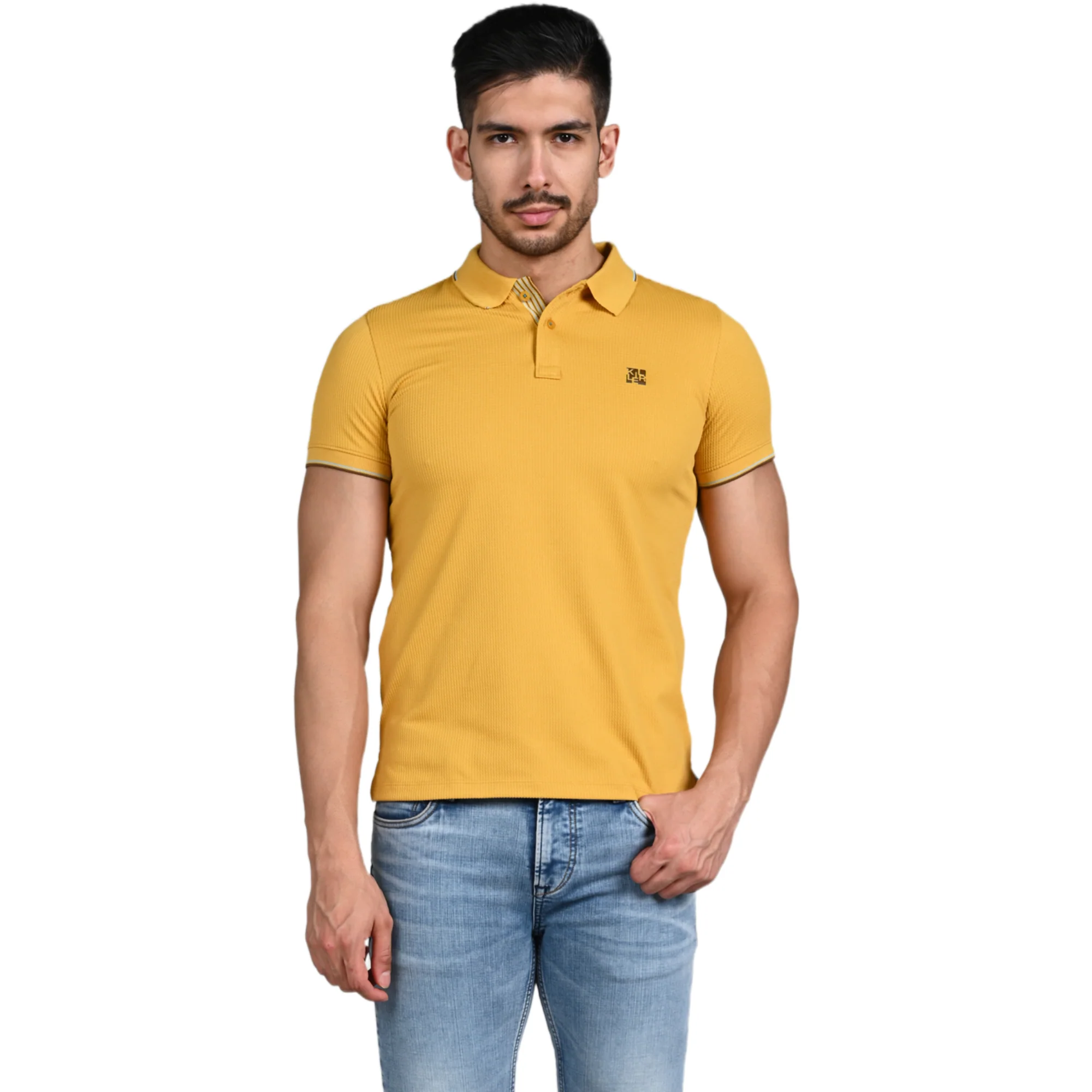 Killer Men Mustard Solid Slim Fit T-Shirt - Image 4