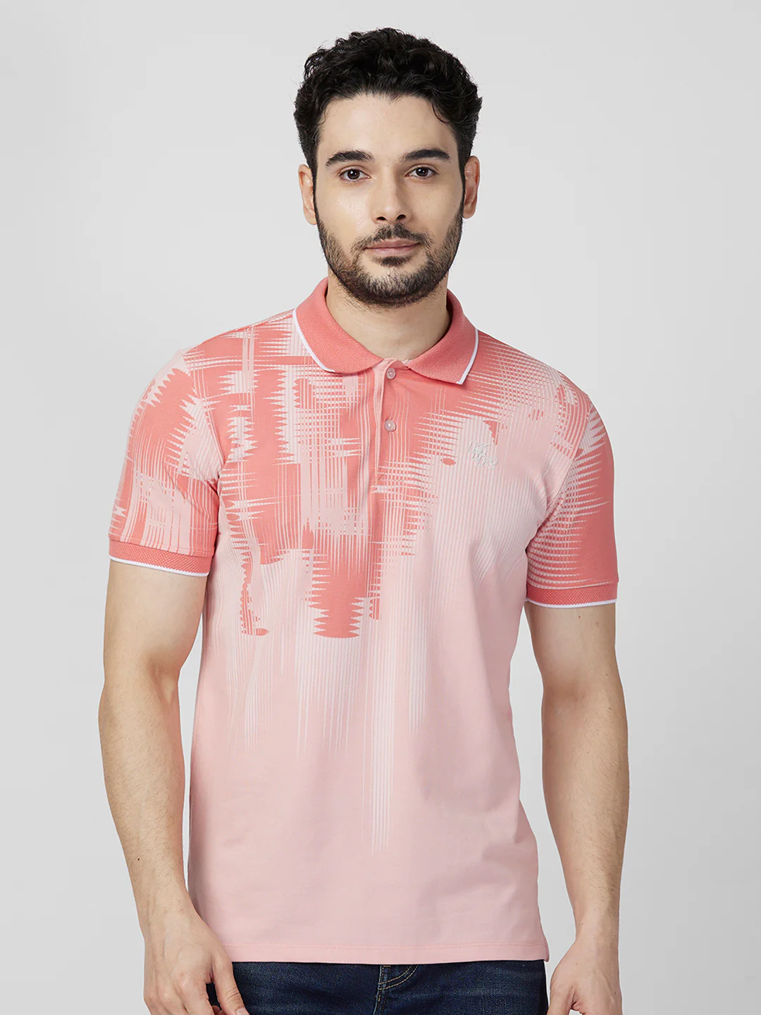 Killer Men Peach Printed Slim Fit T-Shirts - Image 3