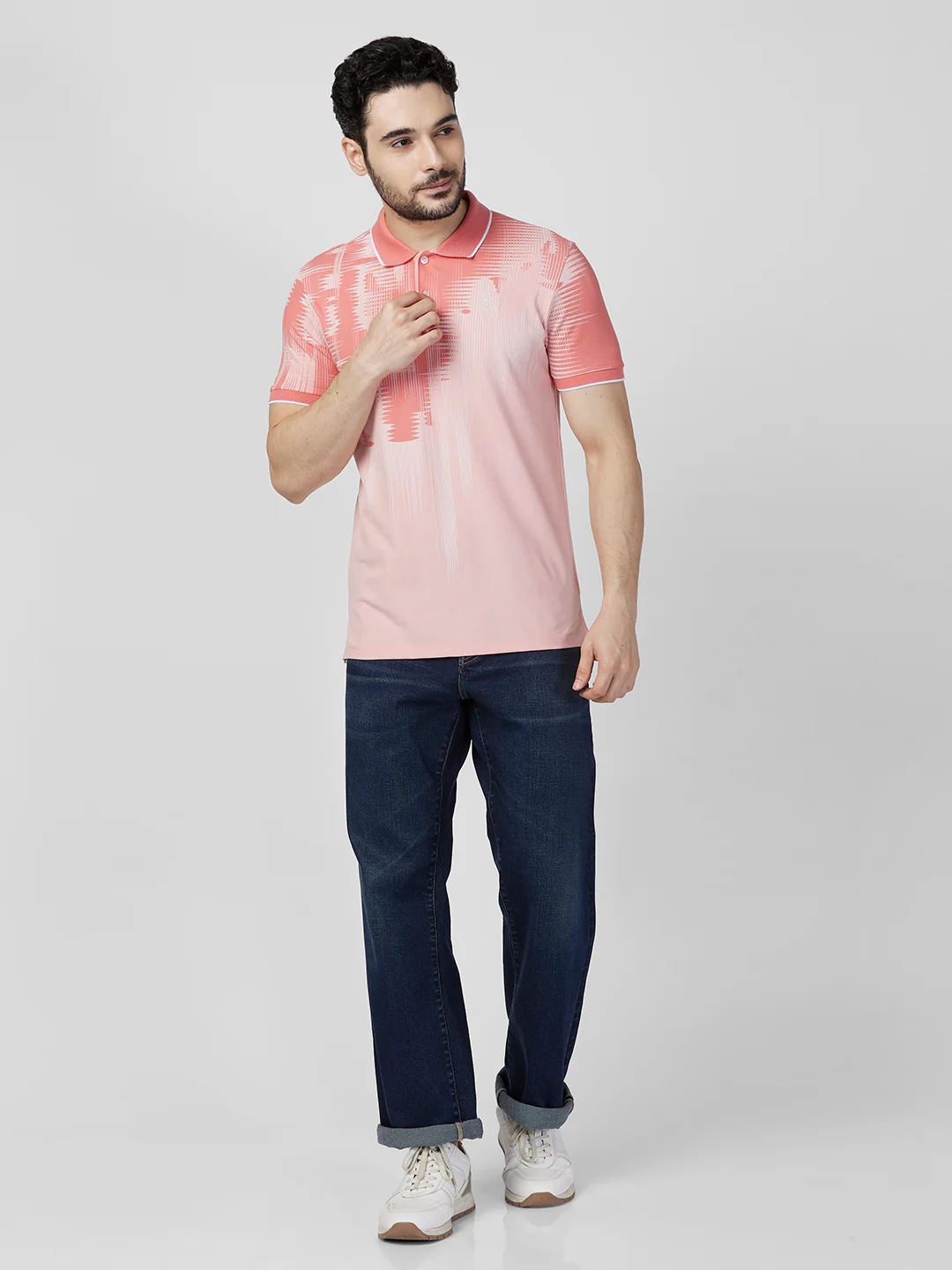 Killer Men Peach Printed Slim Fit T-Shirts - Image 4