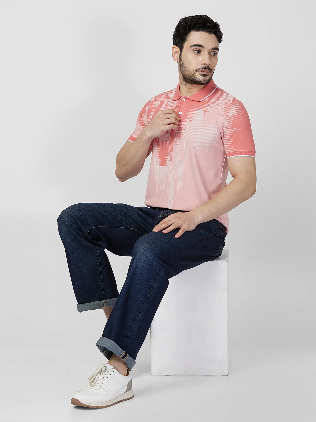 Killer Men Peach Printed Slim Fit T-Shirts - Image 8