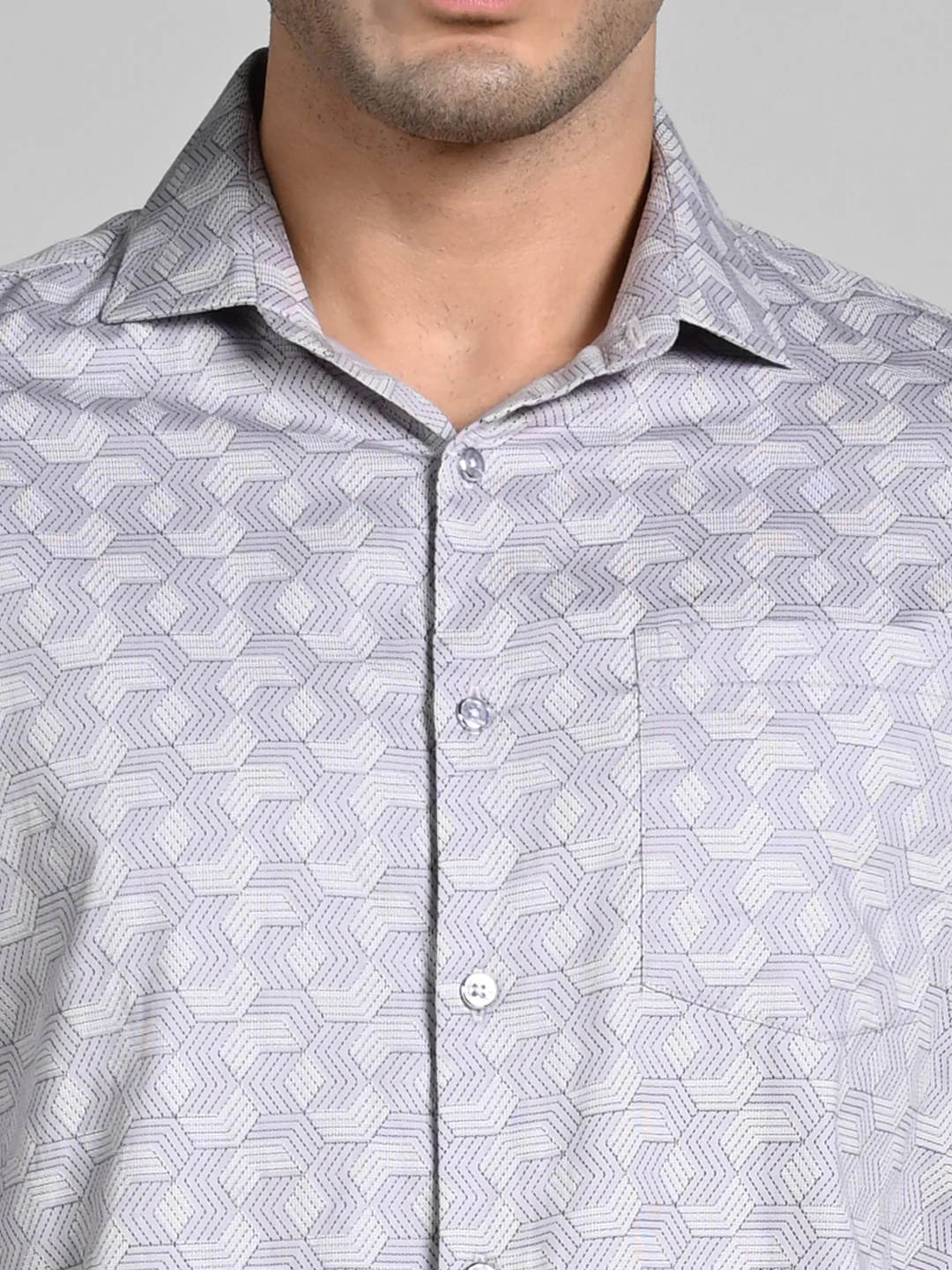 Full Sleeves Slim Fit Purple All over Micro Geometric Print Shirt - Image 8