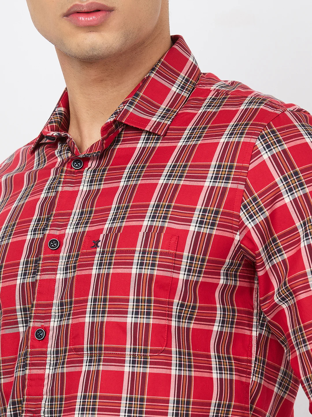 Full sleeves Slim Fit Red Checks Shirt - Image 7