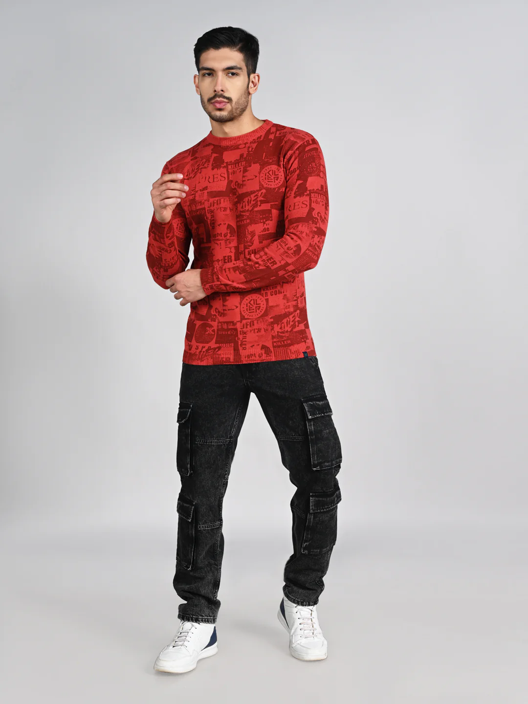 Killer Men Red Printed Flat Knits - Image 3