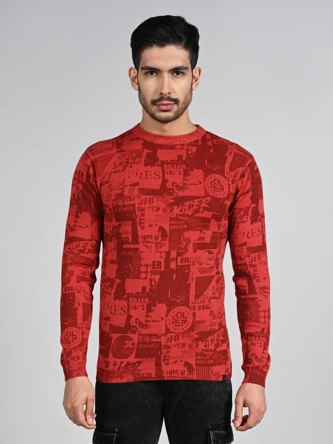 Killer Men Red Printed Flat Knits - Image 4