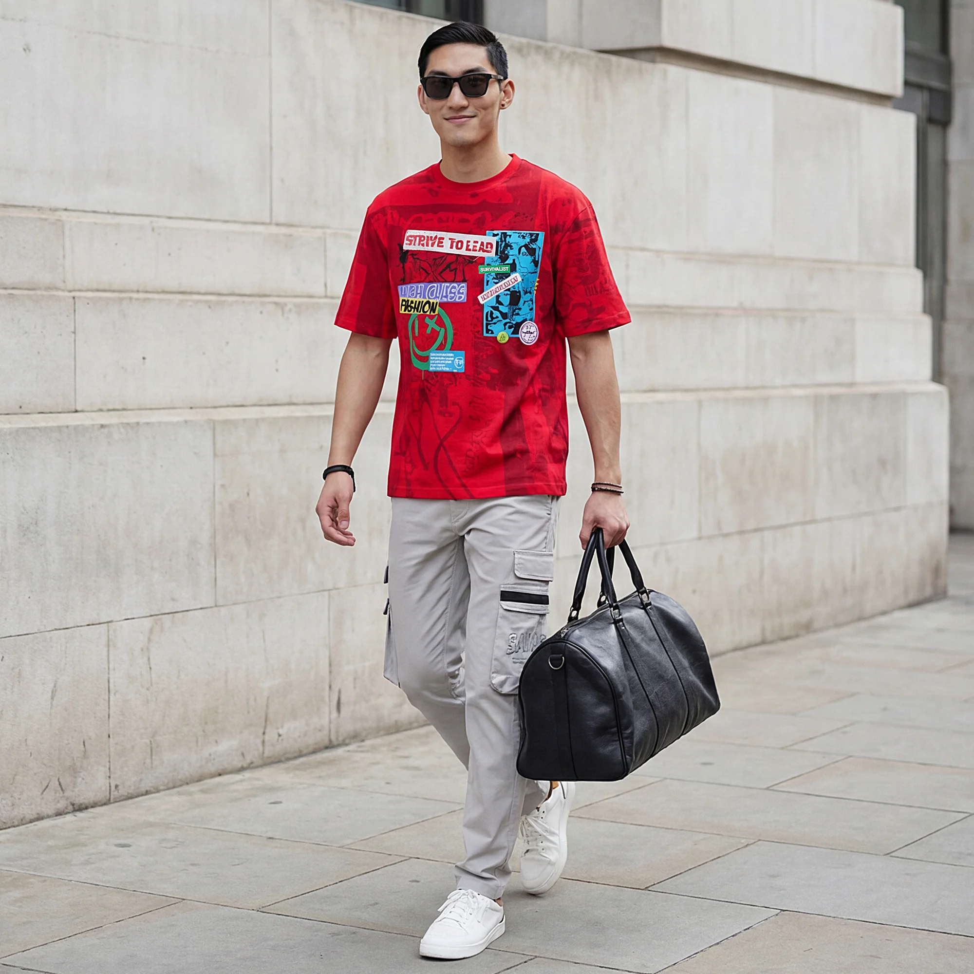 Killer Men Red Printed Round Neck T-Shirts
