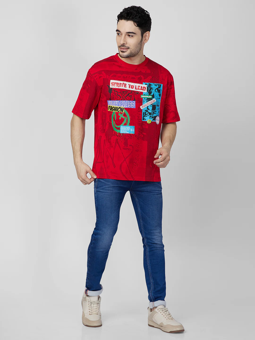 Killer Men Red Printed Round Neck T-Shirts - Image 4