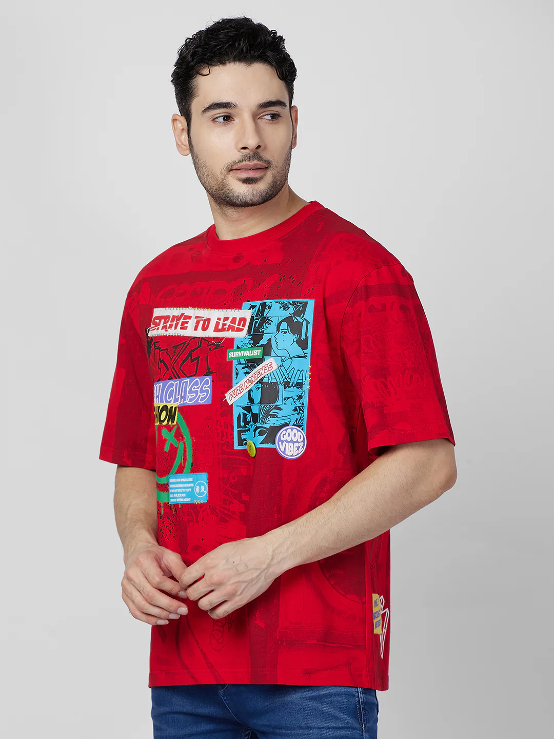Killer Men Red Printed Round Neck T-Shirts - Image 6