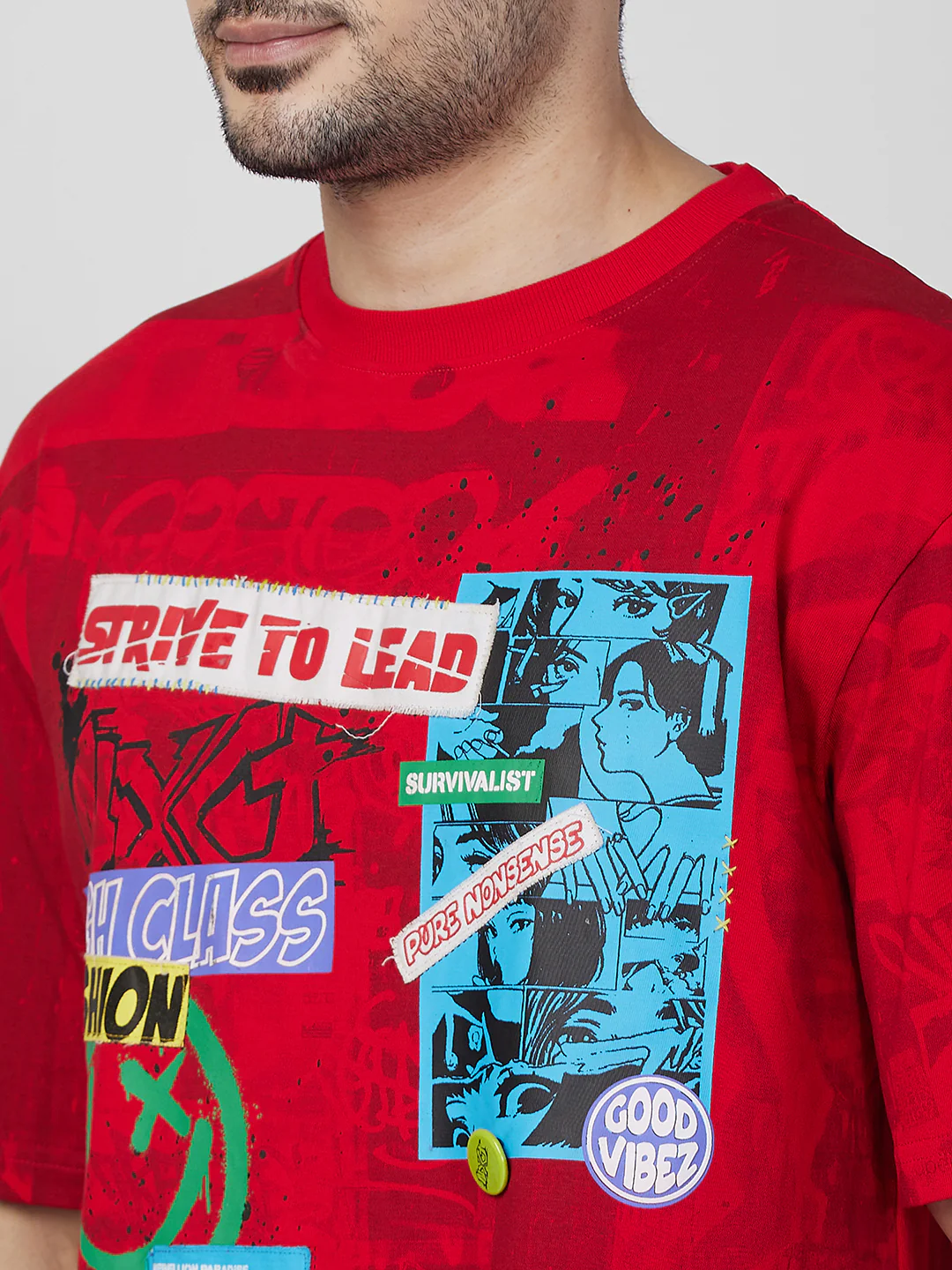 Killer Men Red Printed Round Neck T-Shirts - Image 7
