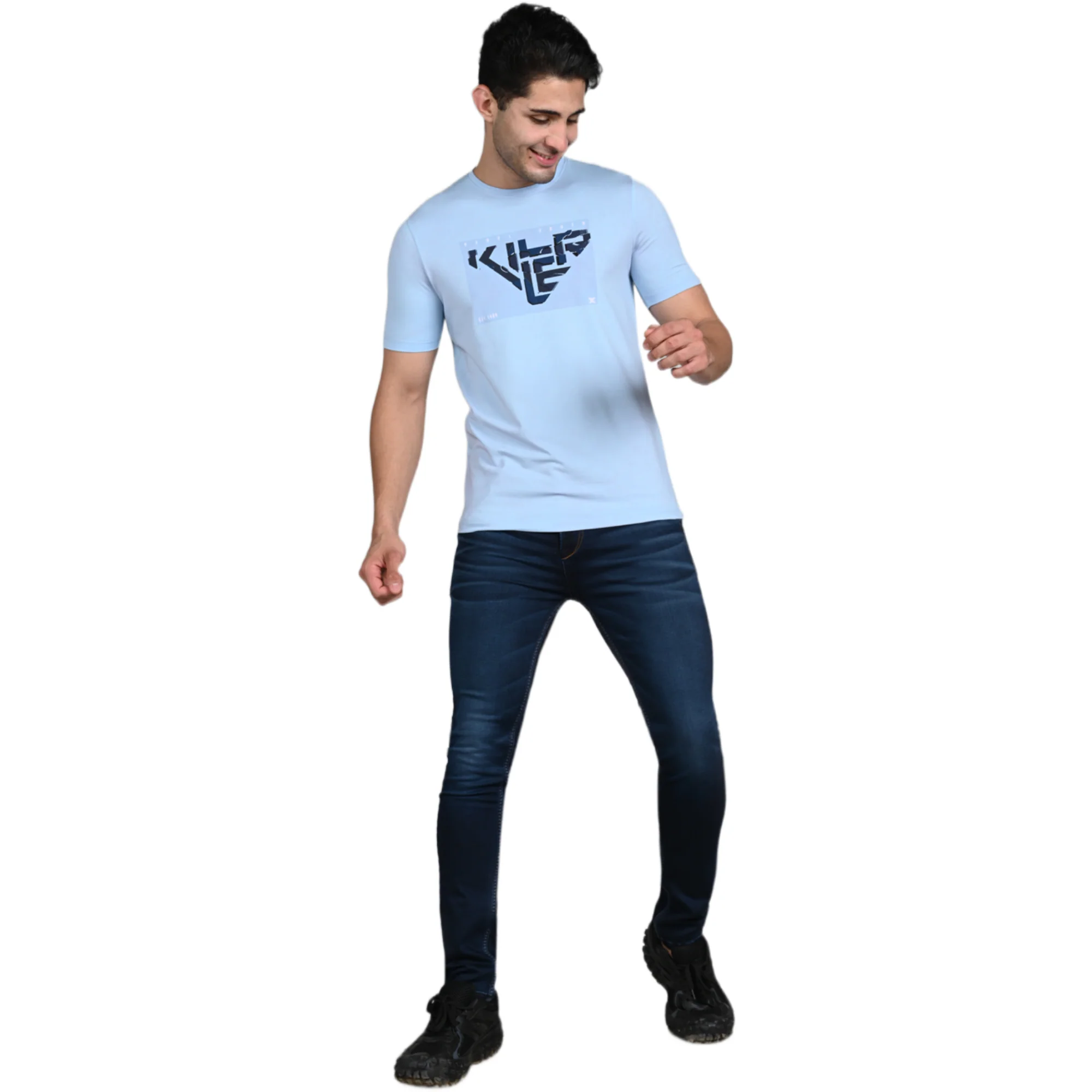 Killer Men Light Blue Printed Slim Fit T-Shirt - Image 3