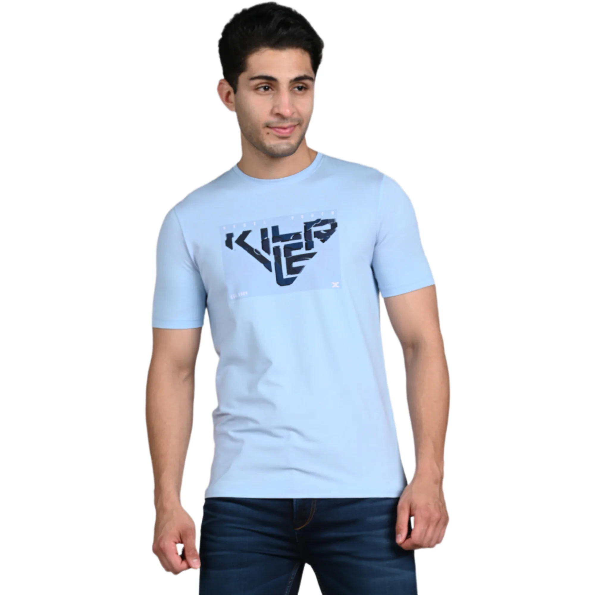 Killer Men Light Blue Printed Slim Fit T-Shirt - Image 4