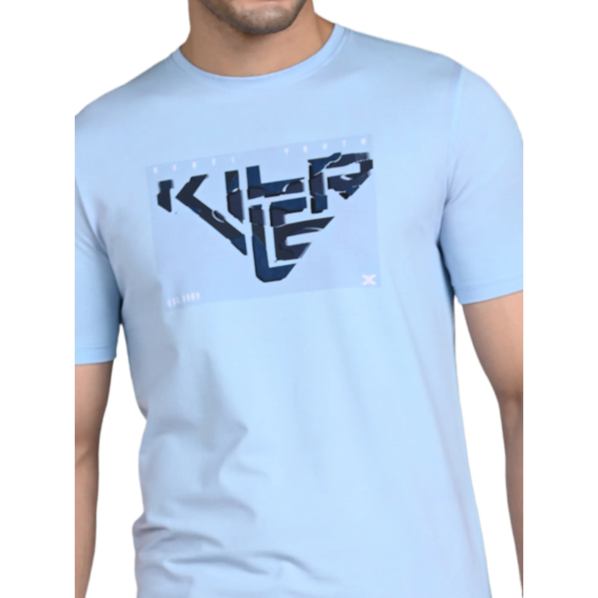 Killer Men Light Blue Printed Slim Fit T-Shirt - Image 8