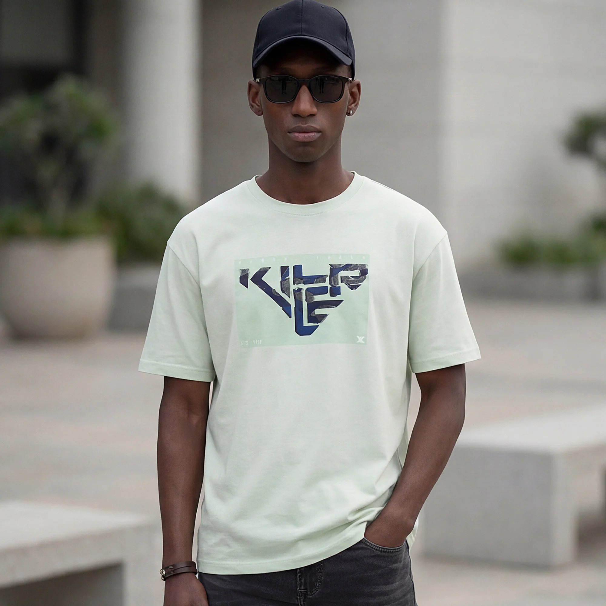 Killer Men Mint Green Printed Slim Fit T-Shirt - Image 2