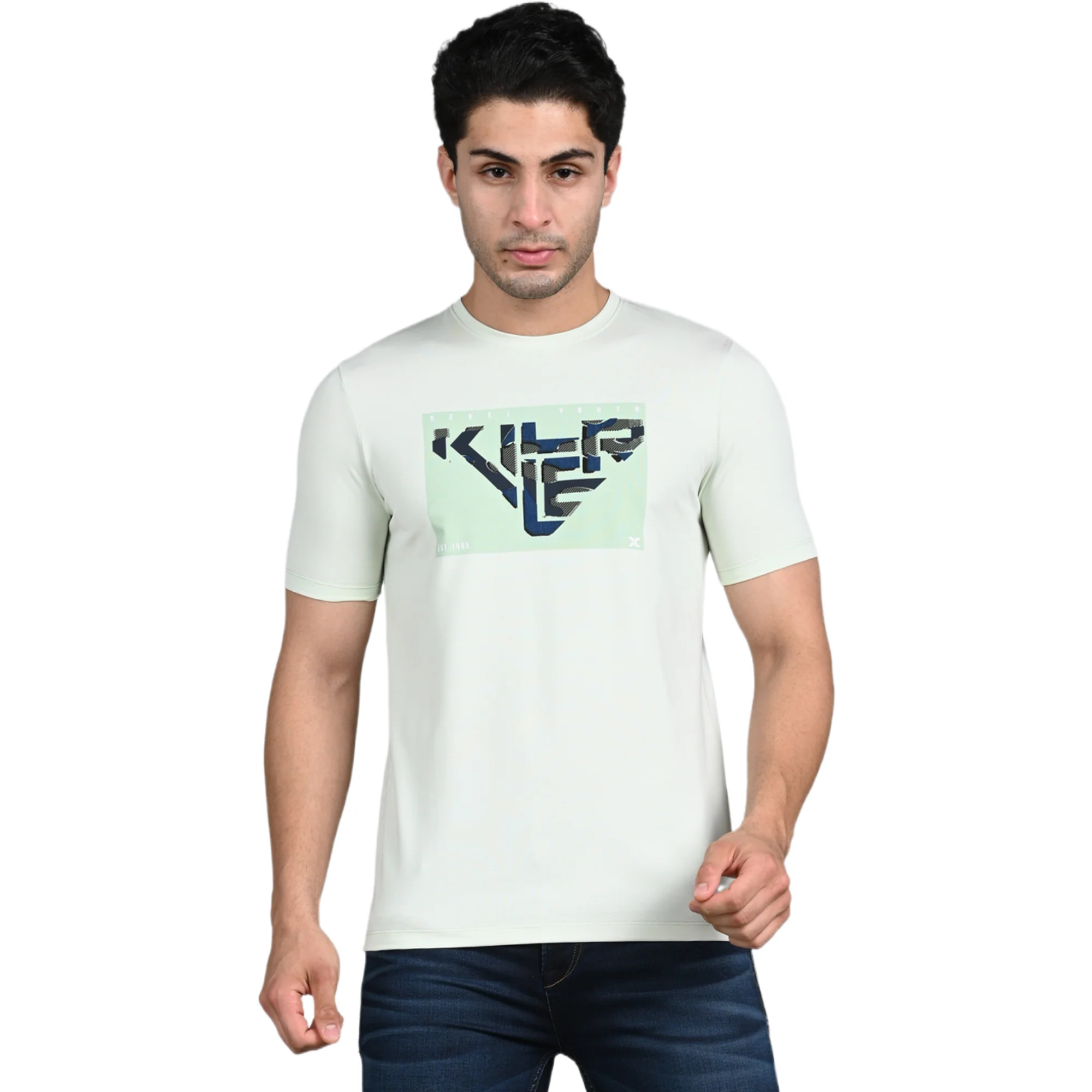 Killer Men Mint Green Printed Slim Fit T-Shirt - Image 4