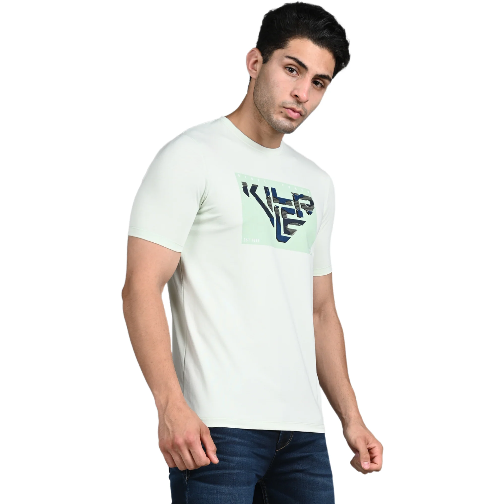 Killer Men Mint Green Printed Slim Fit T-Shirt - Image 5