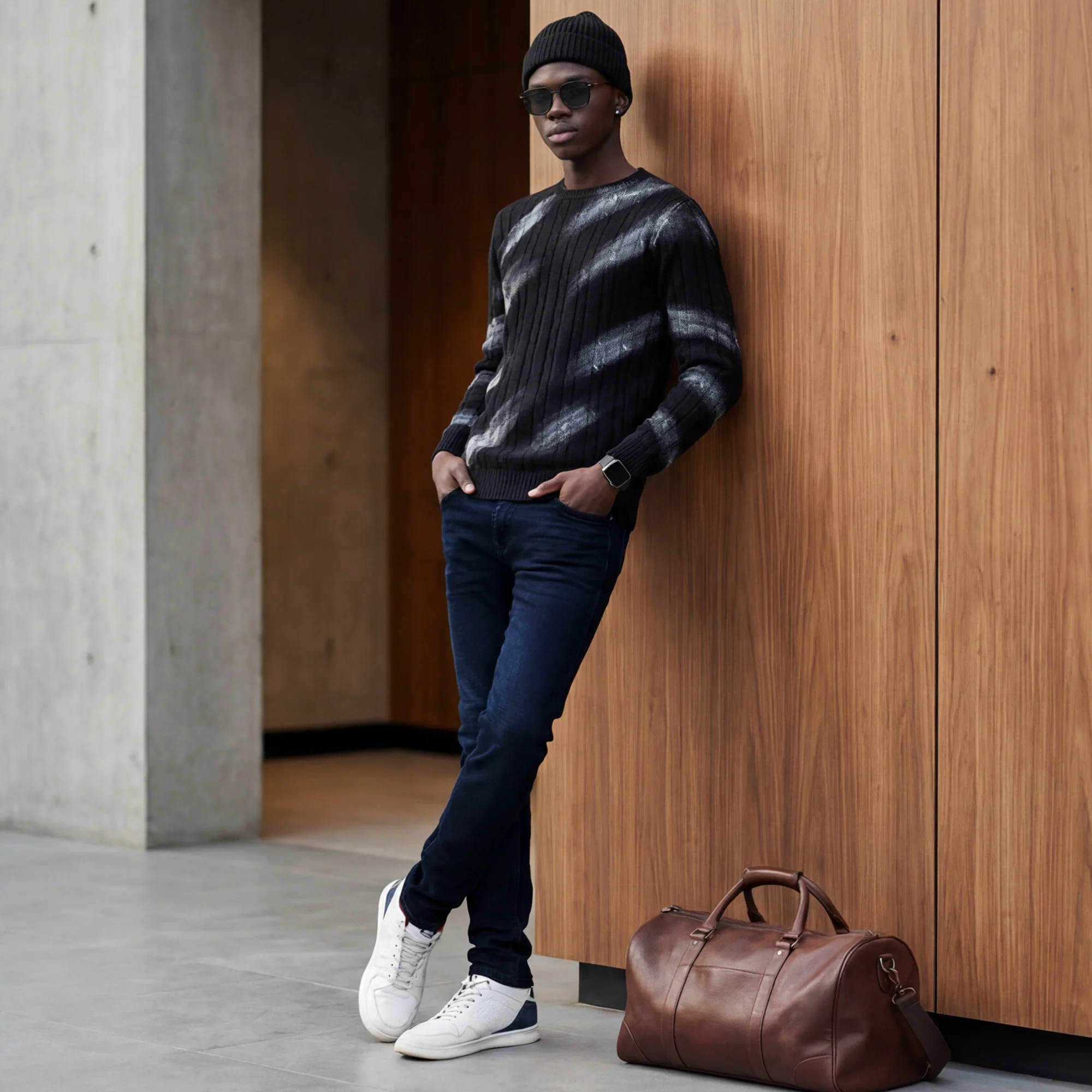 Killer Men Round Neck Balck Printed Sweaters