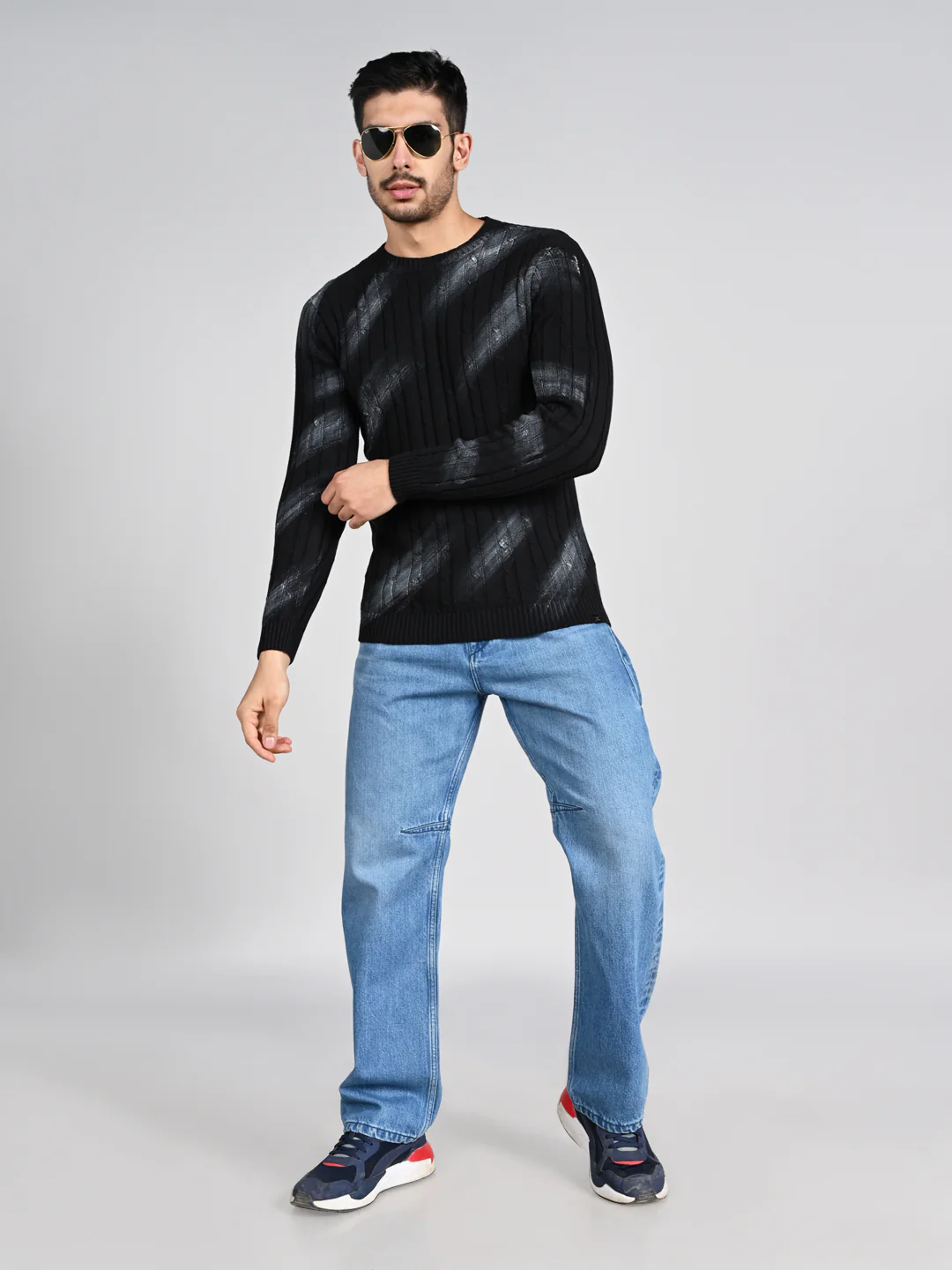 Killer Men Round Neck Balck Printed Sweaters - Image 3