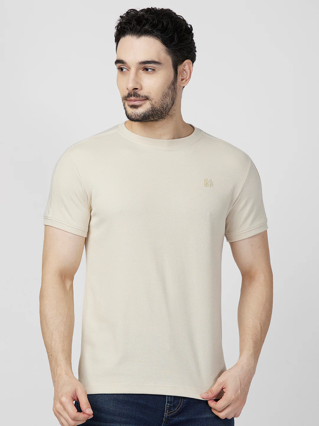 Killer Men Beige Printed Slim Fit T-Shirts - Image 3