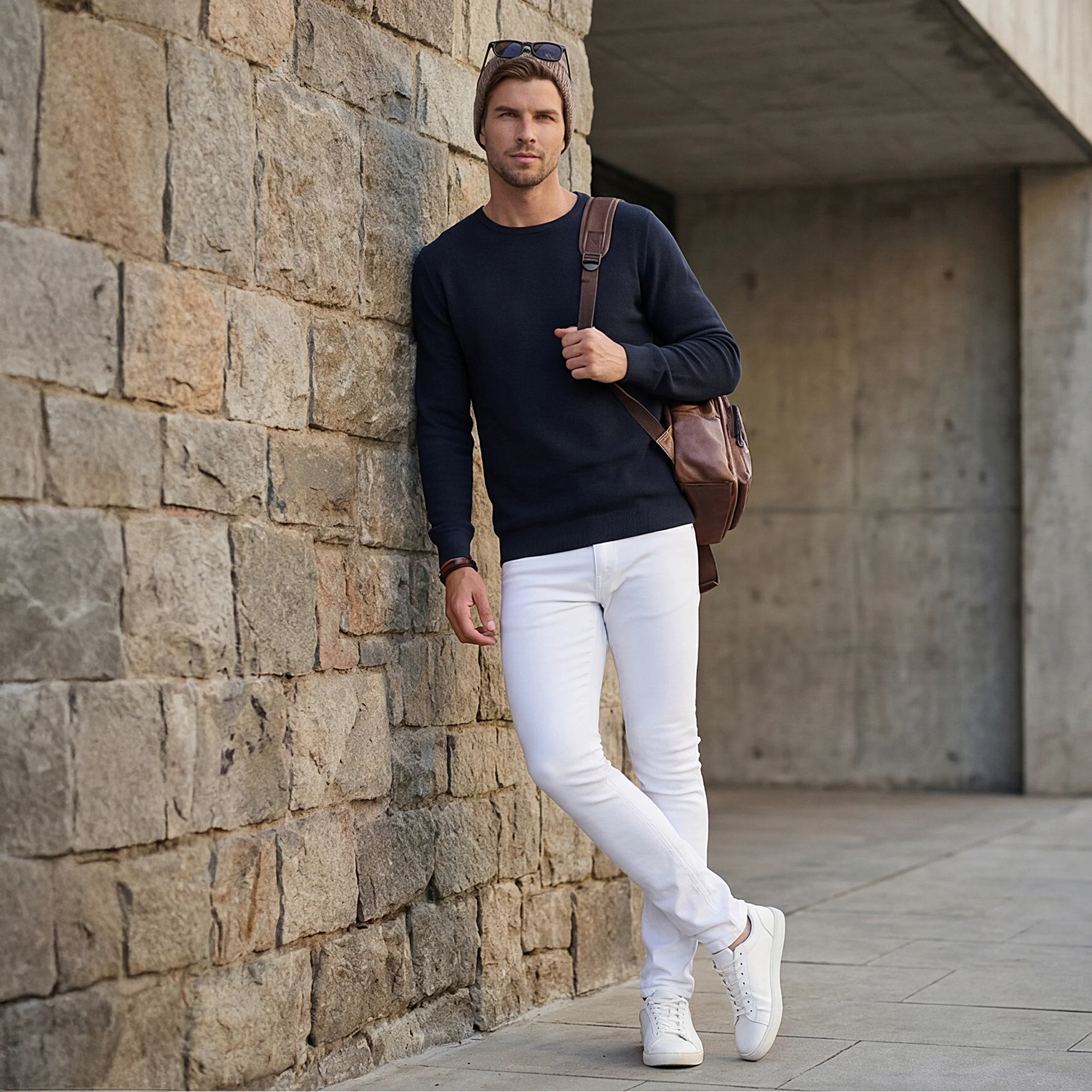 Killer Men Round Neck Blue Sweaters