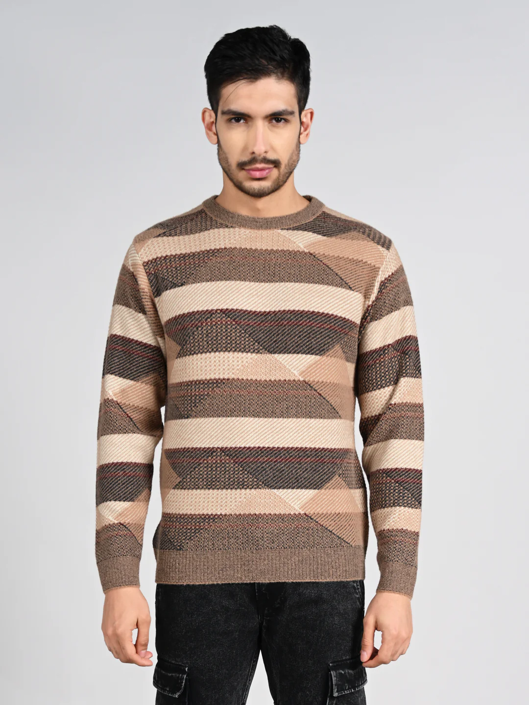 Killer Men Round Neck Brown Sweaters - Image 4