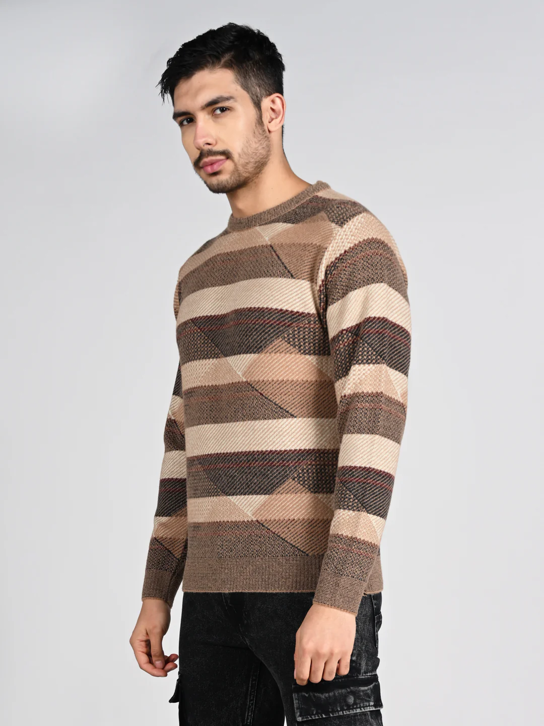 Killer Men Round Neck Brown Sweaters - Image 6