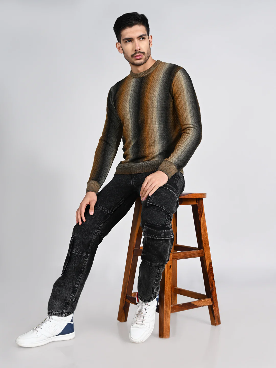 Killer Men Round Neck Brown Sweaters - Image 3