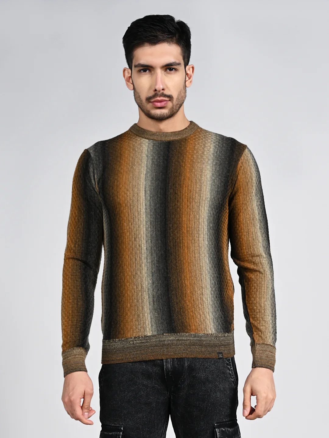 Killer Men Round Neck Brown Sweaters - Image 4