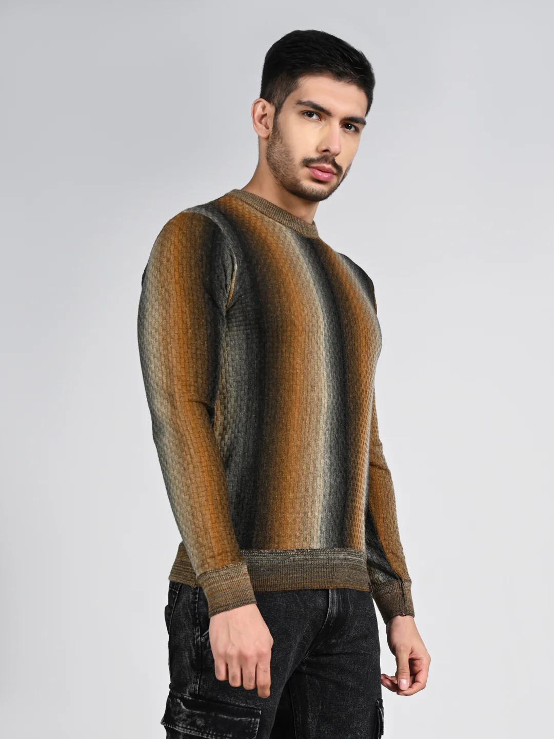 Killer Men Round Neck Brown Sweaters - Image 5