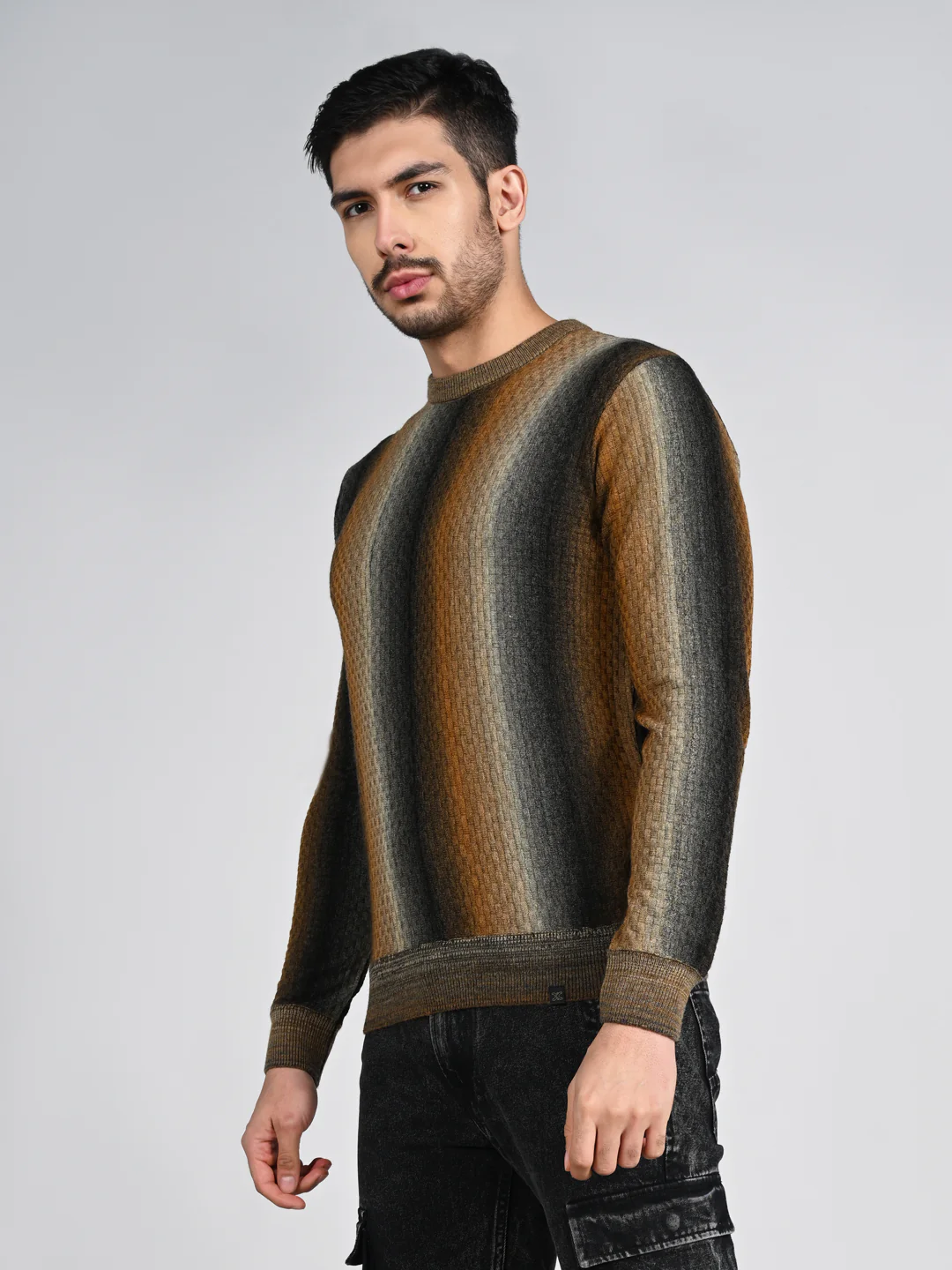 Killer Men Round Neck Brown Sweaters - Image 6