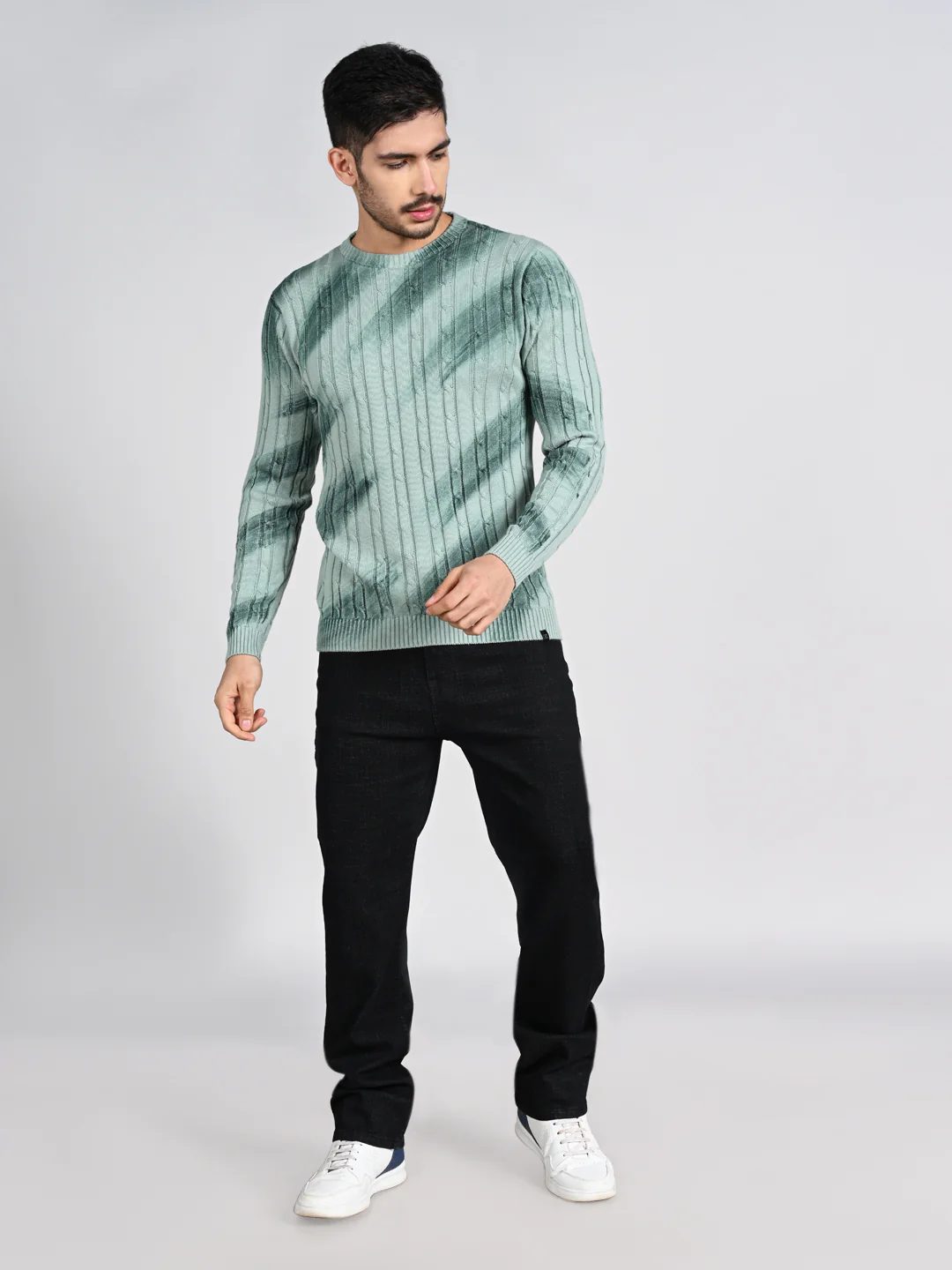 Killer Men Round Neck Green Printed Sweaters - Image 3