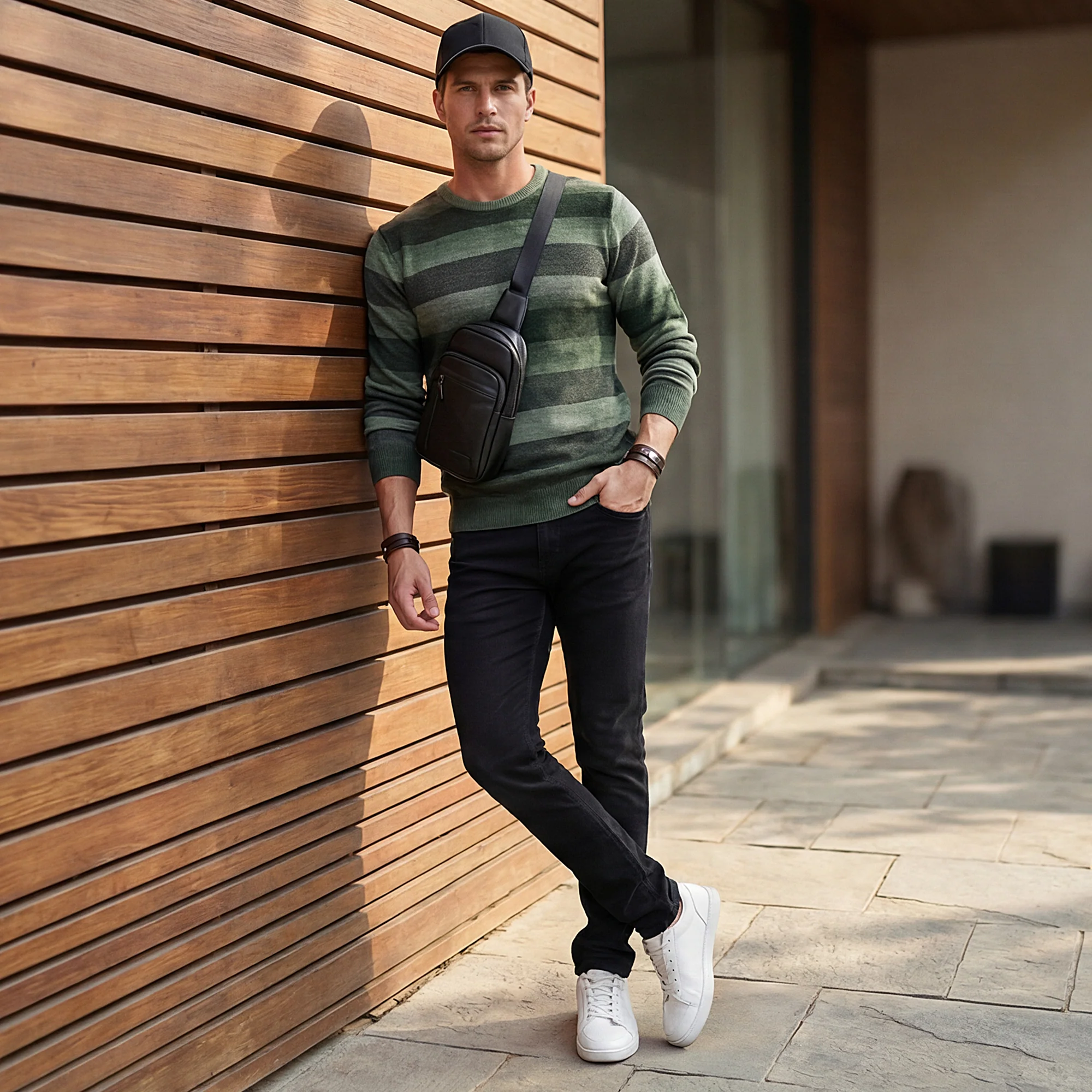 Killer Men Round Neck Green Sweaters