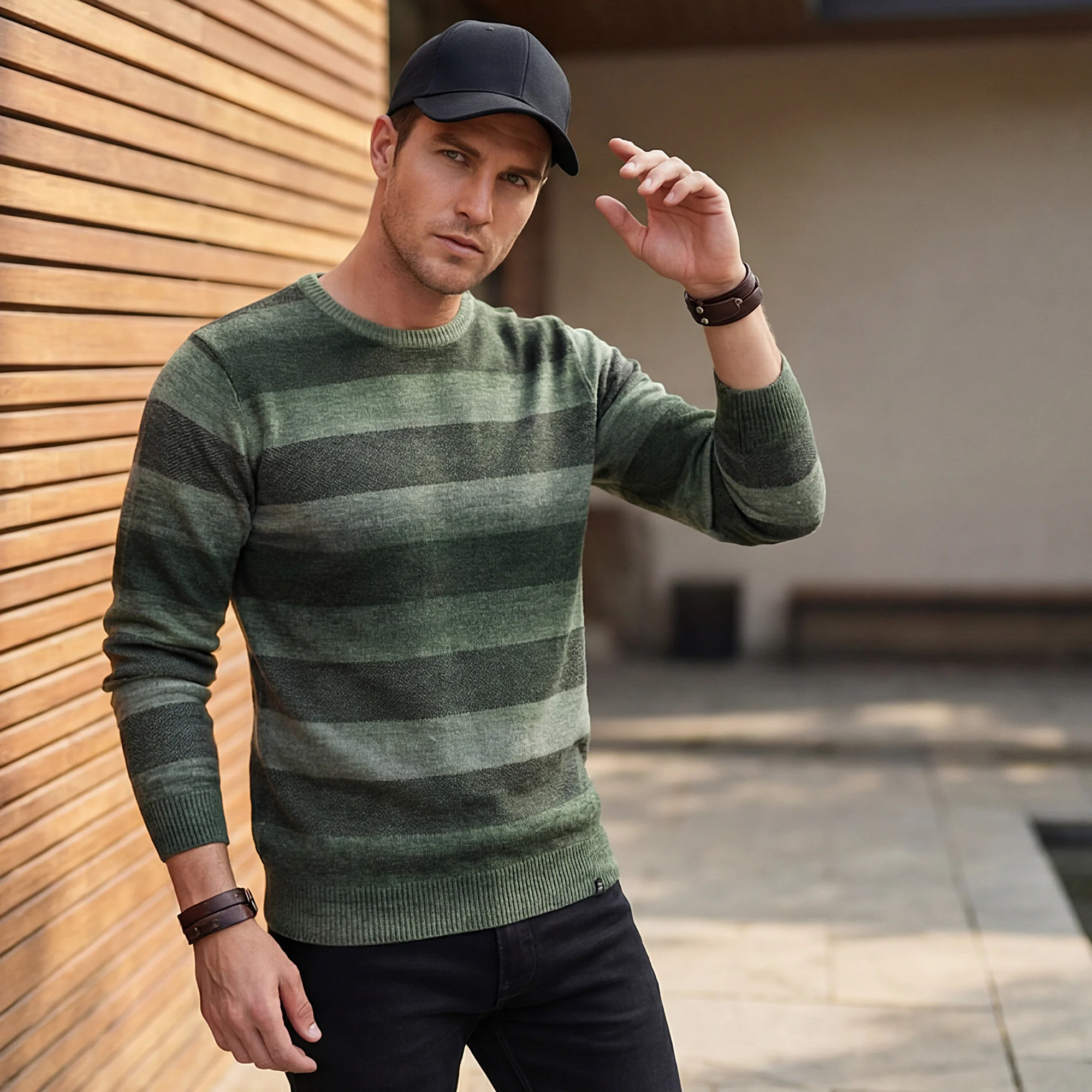 Killer Men Round Neck Green Sweaters - Image 2