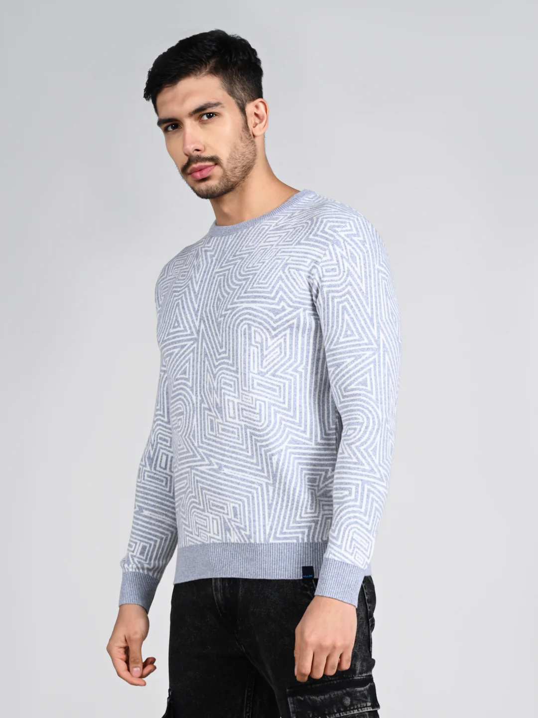 Killer Men Round Neck Grey Sweaters - Image 5