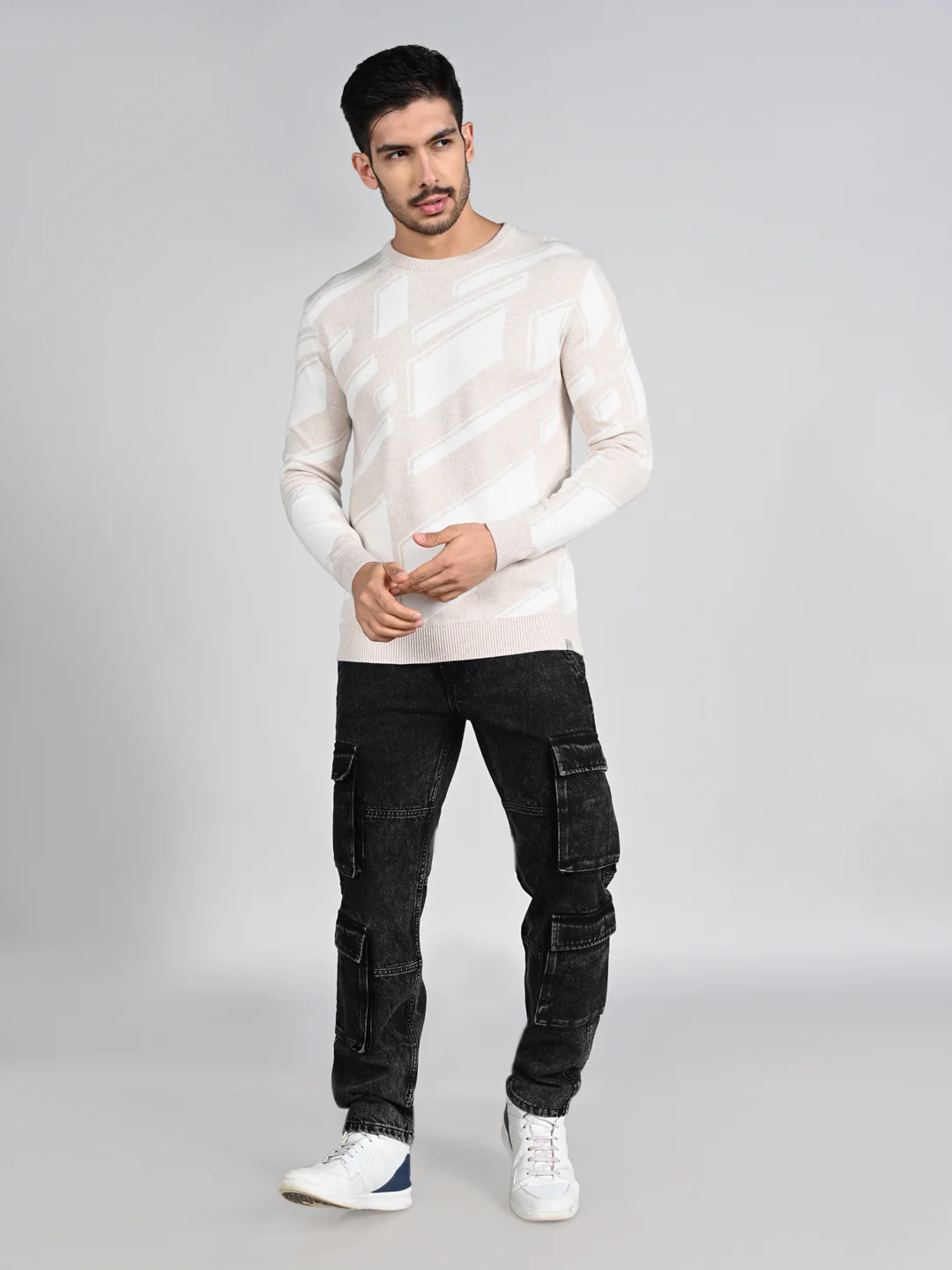 Killer Men Round Neck Khaki Sweaters - Image 3