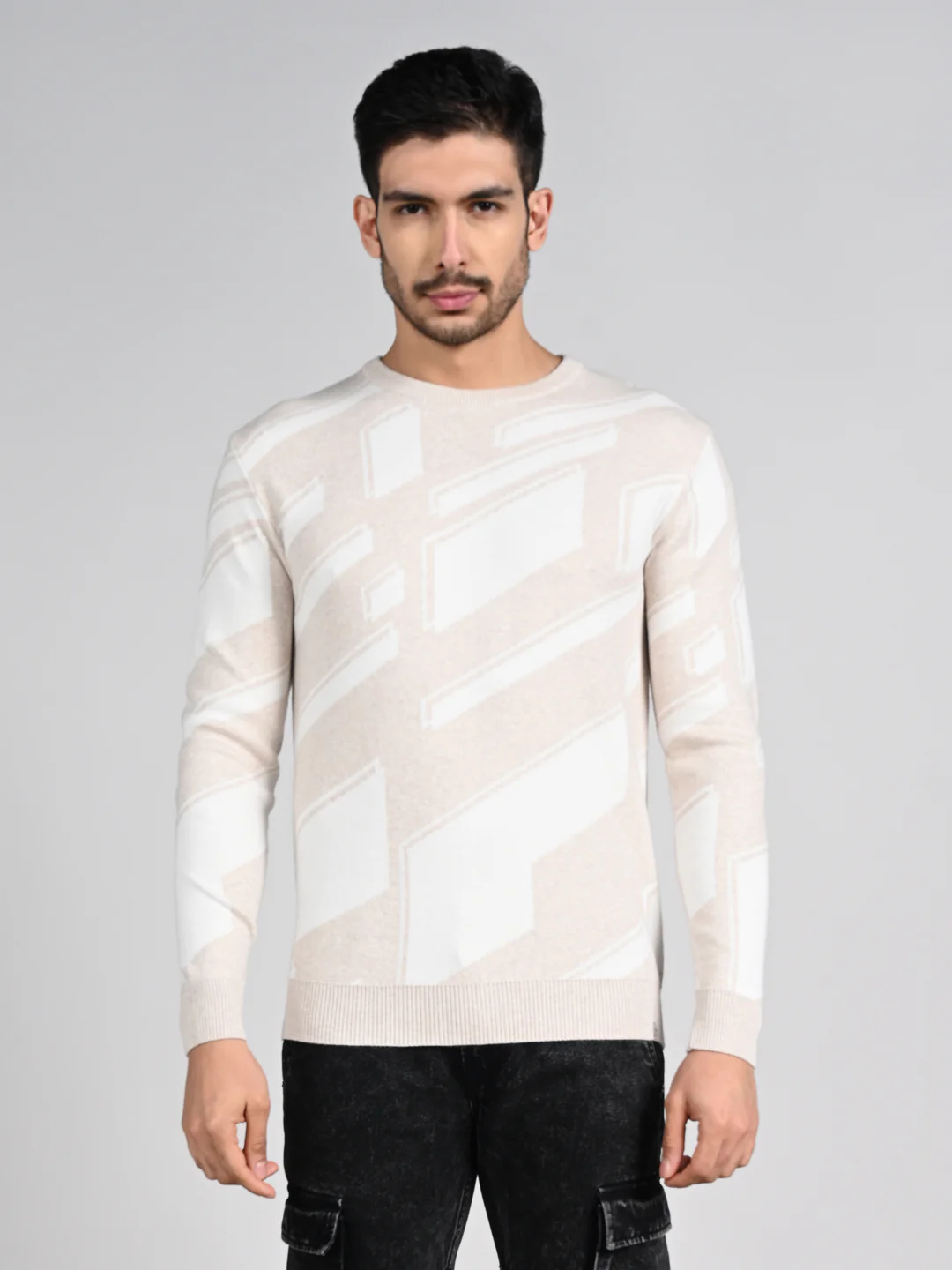 Killer Men Round Neck Khaki Sweaters - Image 4