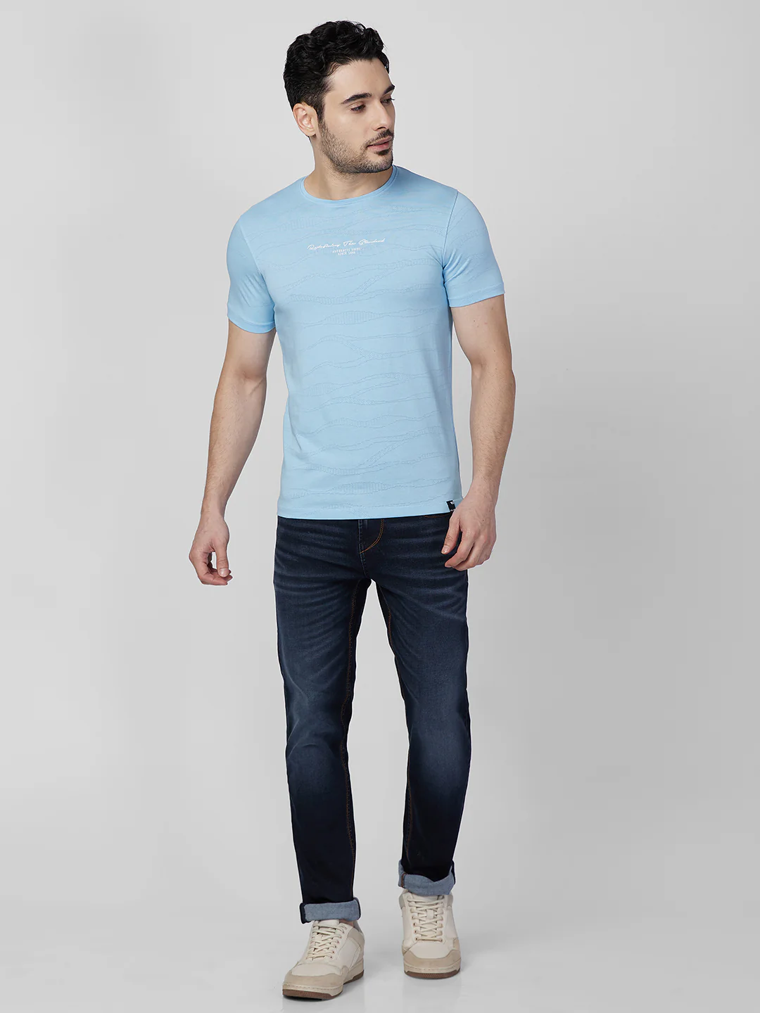Killer Men Light Blue Printed Slim Fit T-Shirts - Image 4